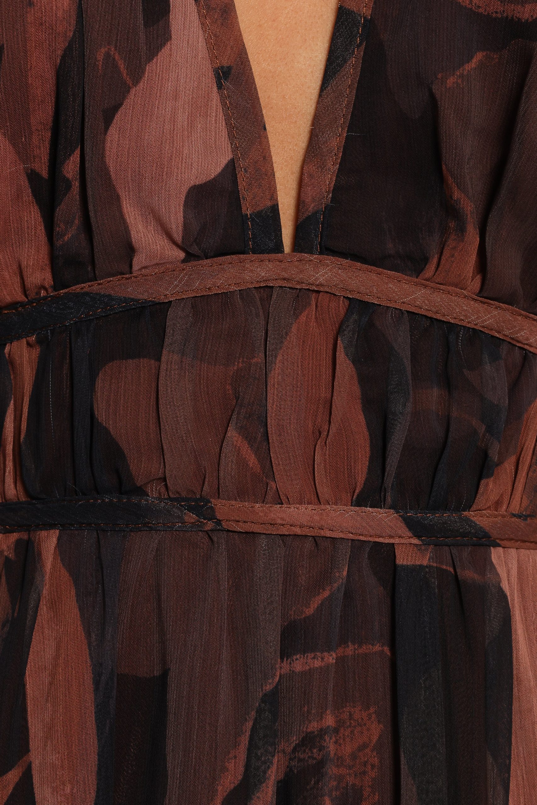 Blayze Long Sleeve Maxi Dress - Brown Print - Image 6