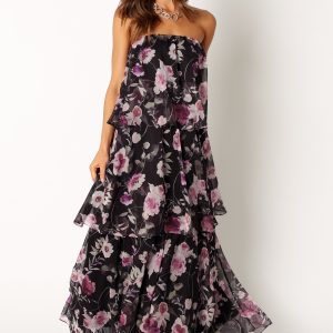 Bloom Strapless Maxi Dress - Black Floral