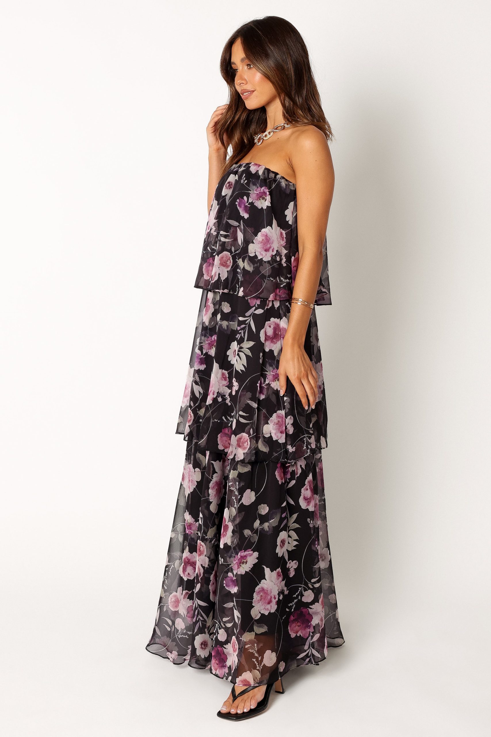 Bloom Strapless Maxi Dress - Black Floral - Image 2