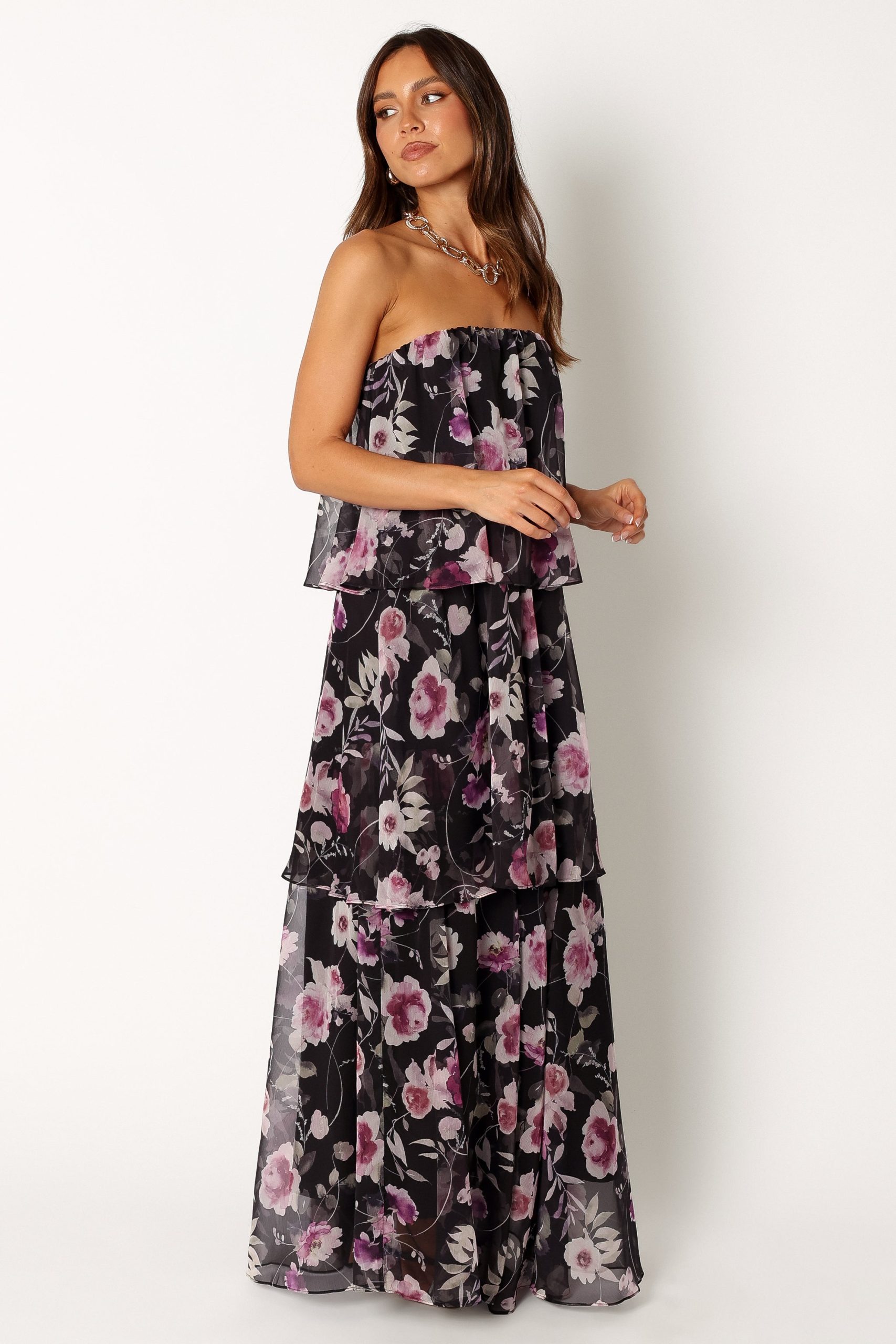 Bloom Strapless Maxi Dress - Black Floral - Image 4