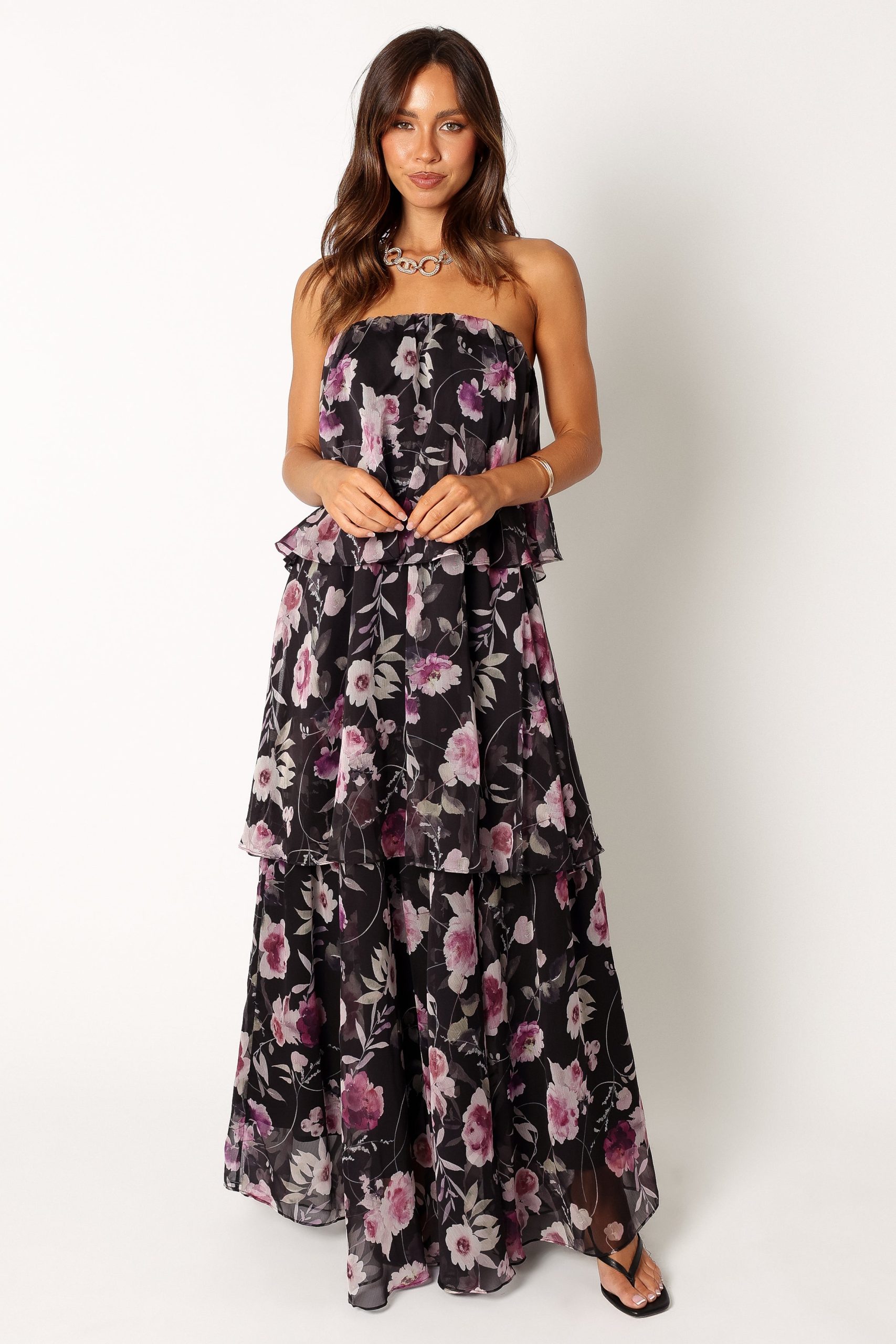 Bloom Strapless Maxi Dress - Black Floral - Image 5