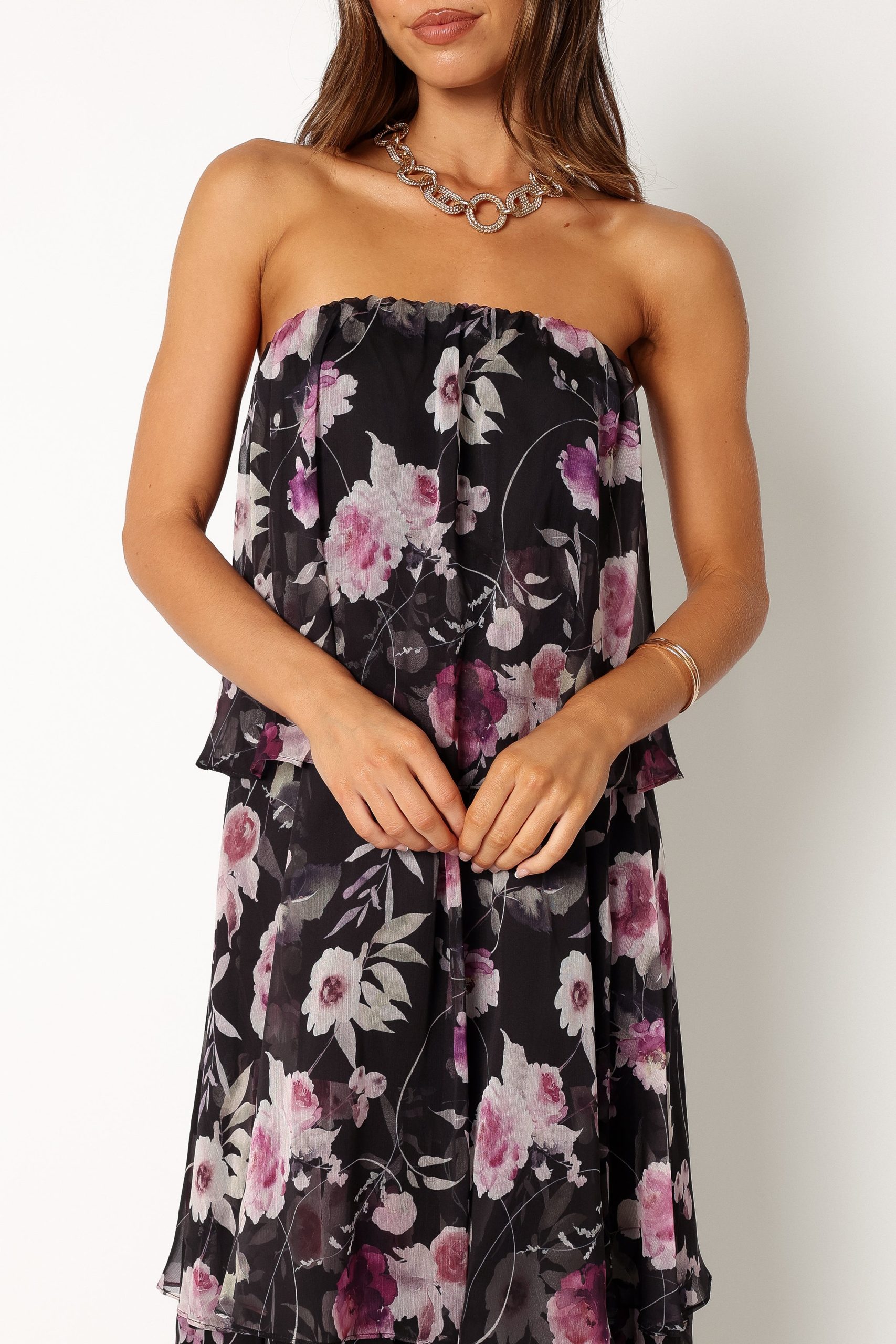 Bloom Strapless Maxi Dress - Black Floral - Image 6
