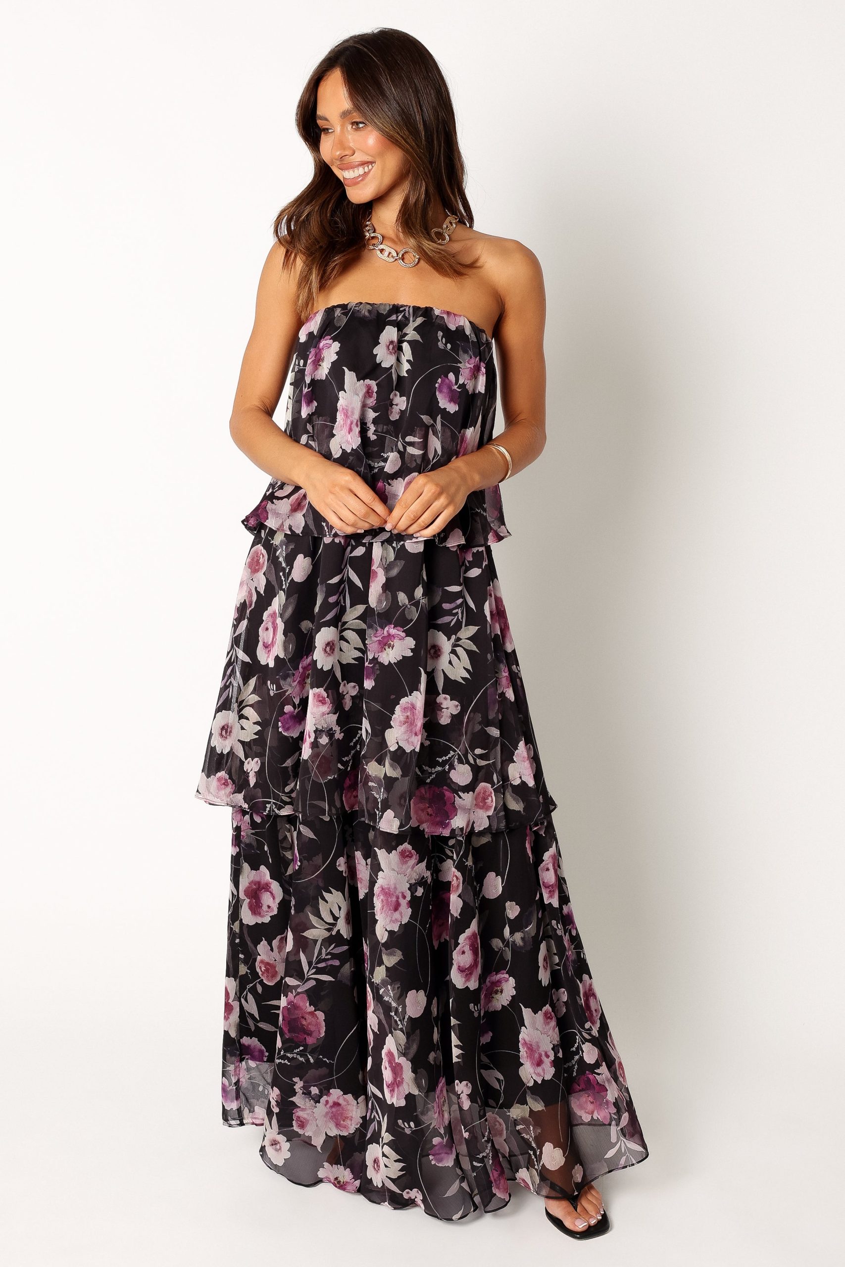 Bloom Strapless Maxi Dress - Black Floral - Image 8