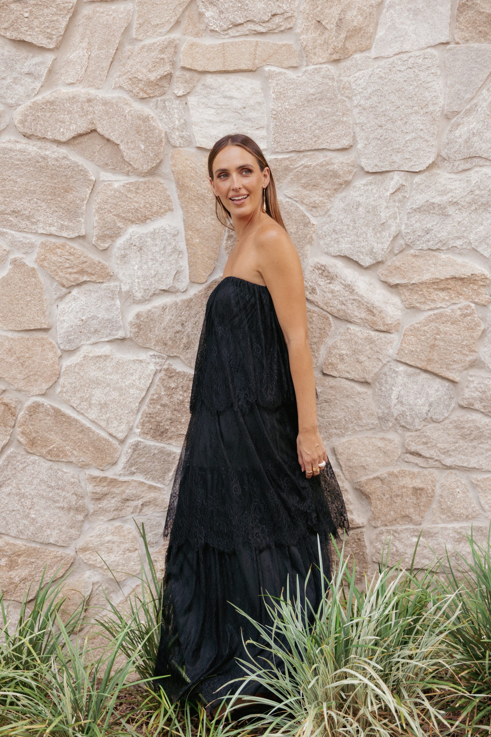 Bloom Strapless Maxi Dress - Black Lace - Image 7