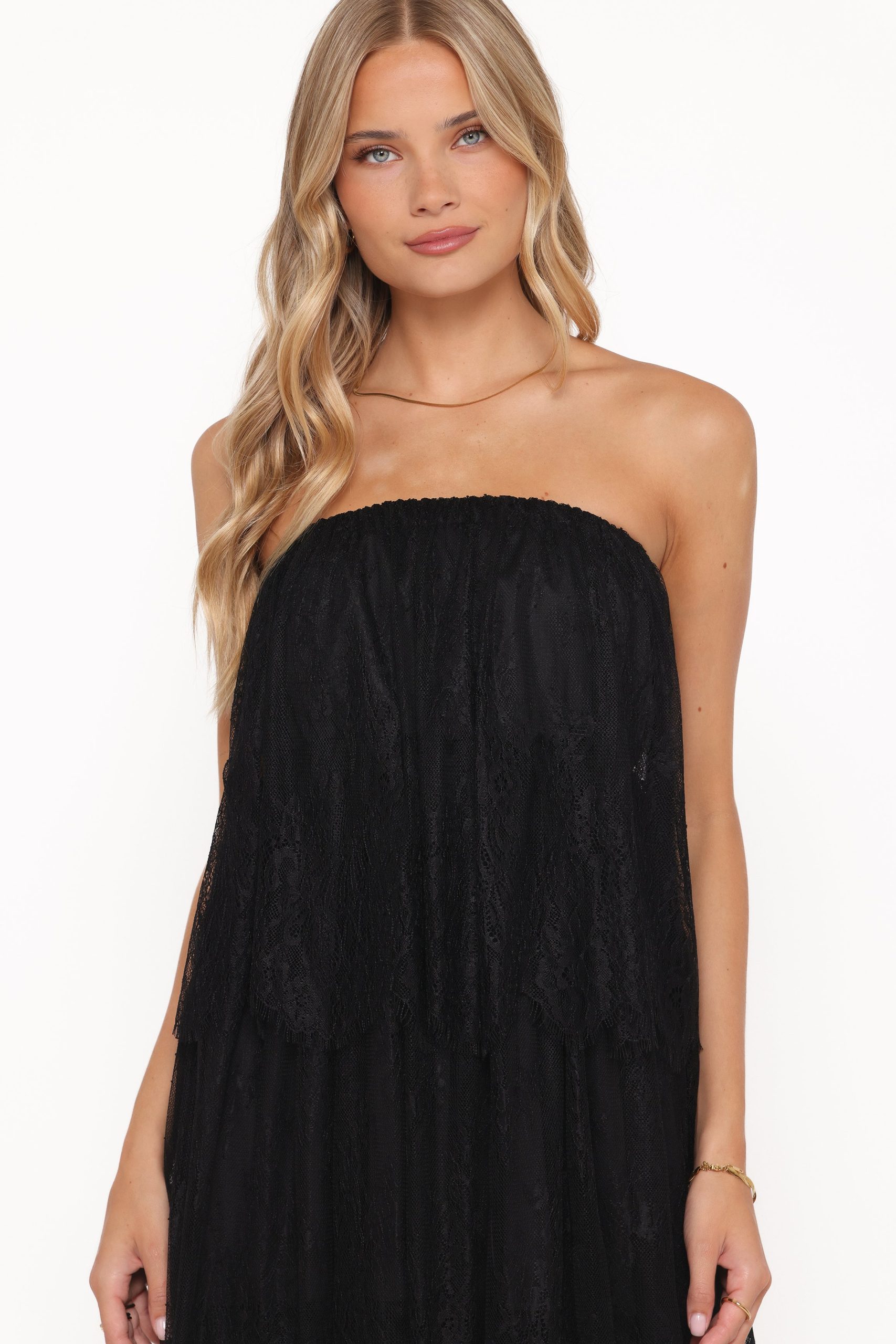 Bloom Strapless Maxi Dress - Black Lace - Image 3