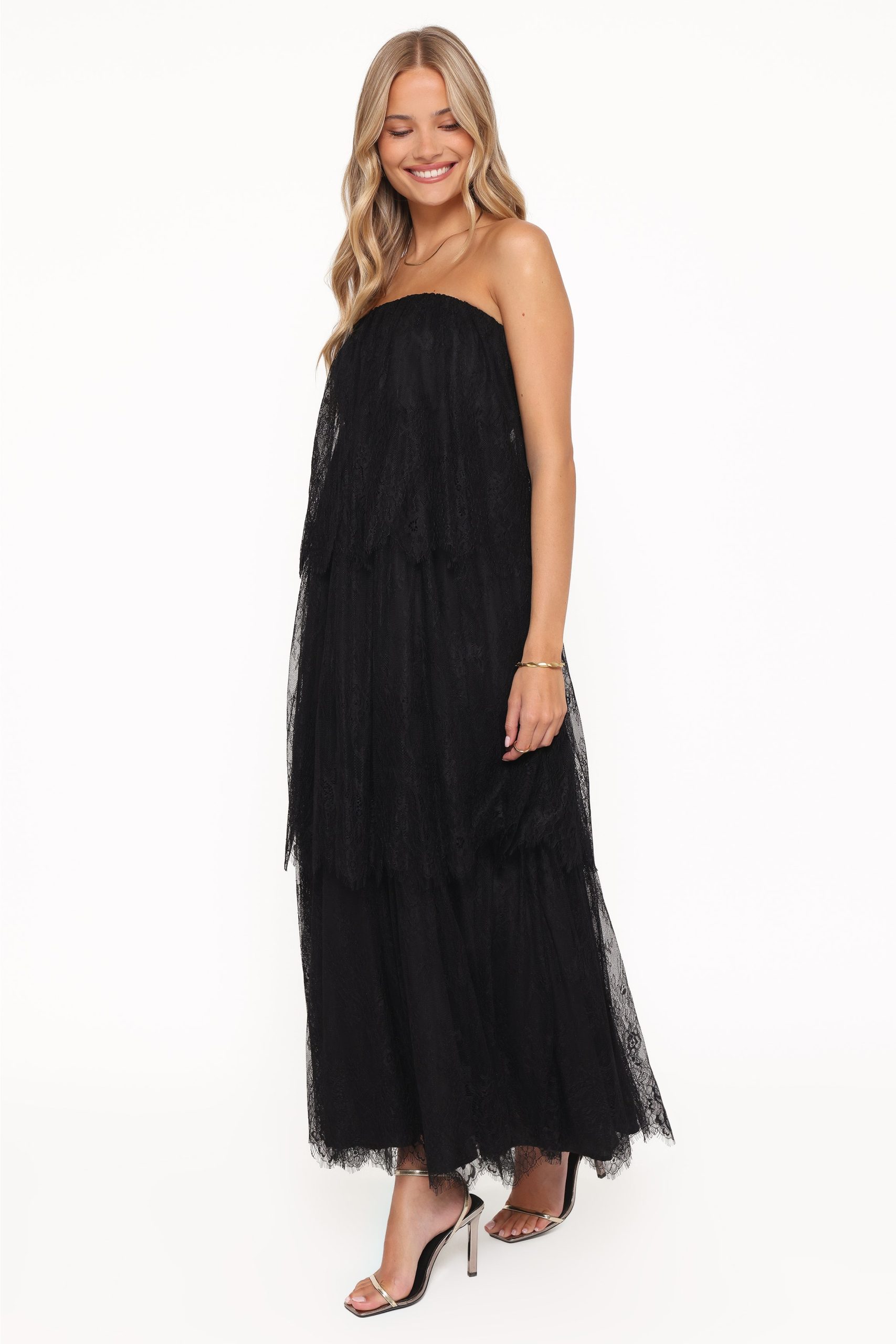 Bloom Strapless Maxi Dress - Black Lace - Image 4