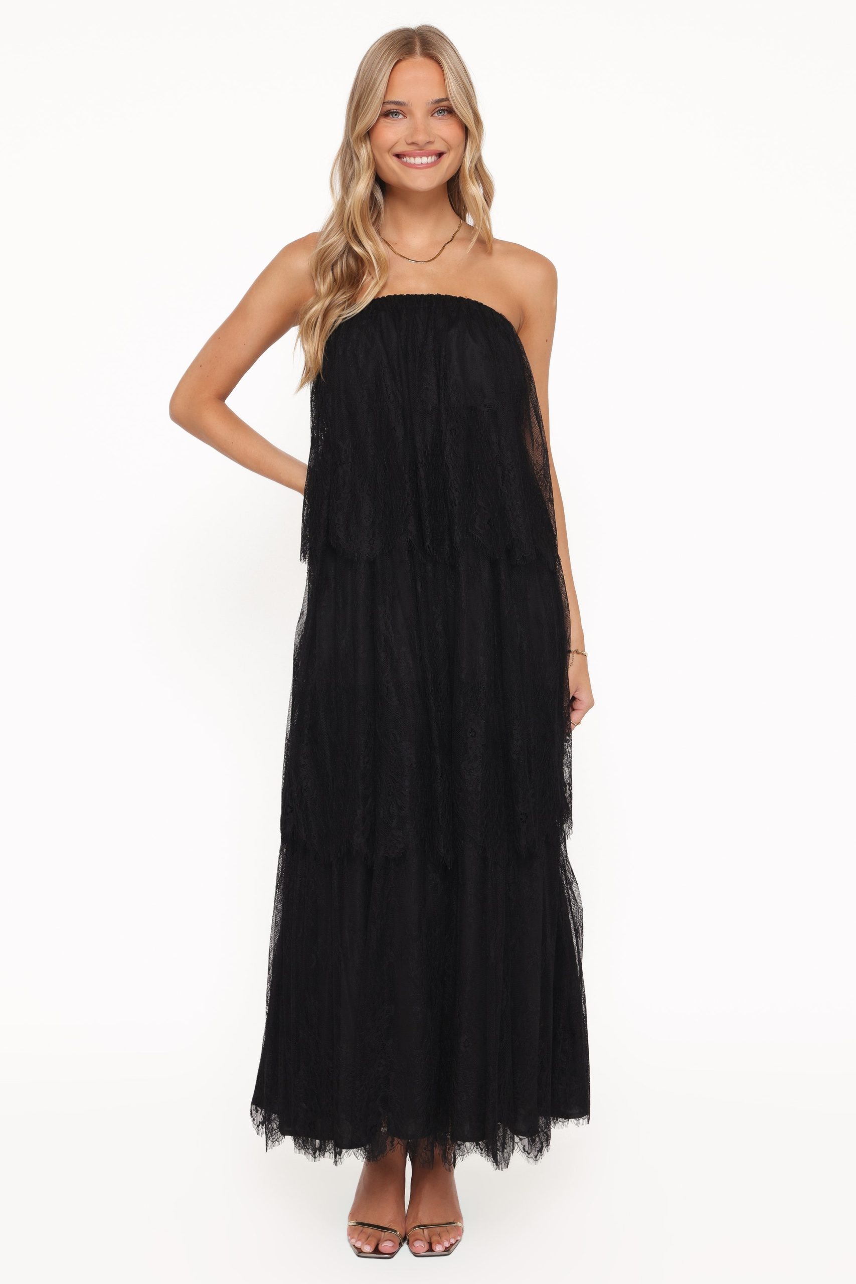 Bloom Strapless Maxi Dress - Black Lace - Image 2