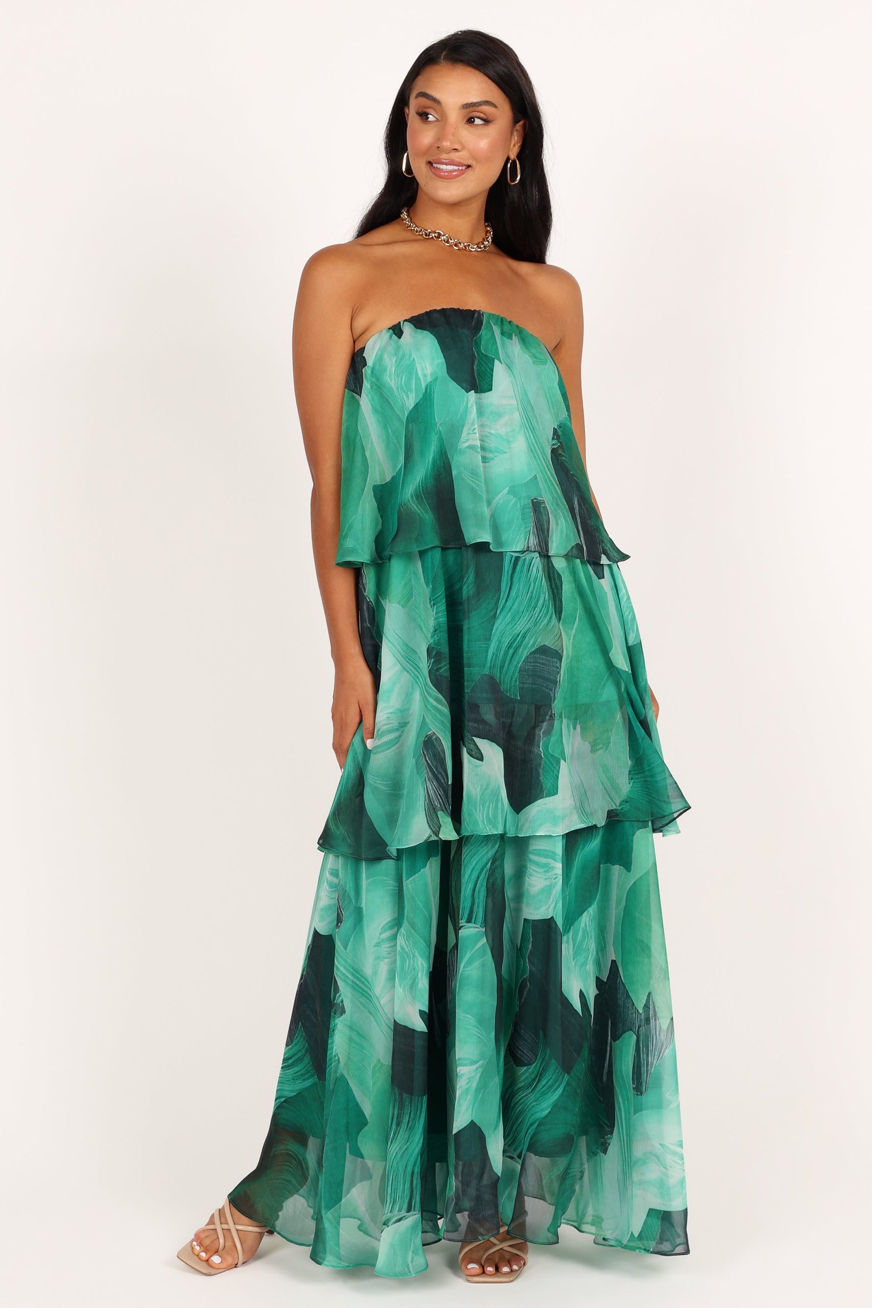 Bloom Strapless Maxi Dress - Green Floral - Image 3