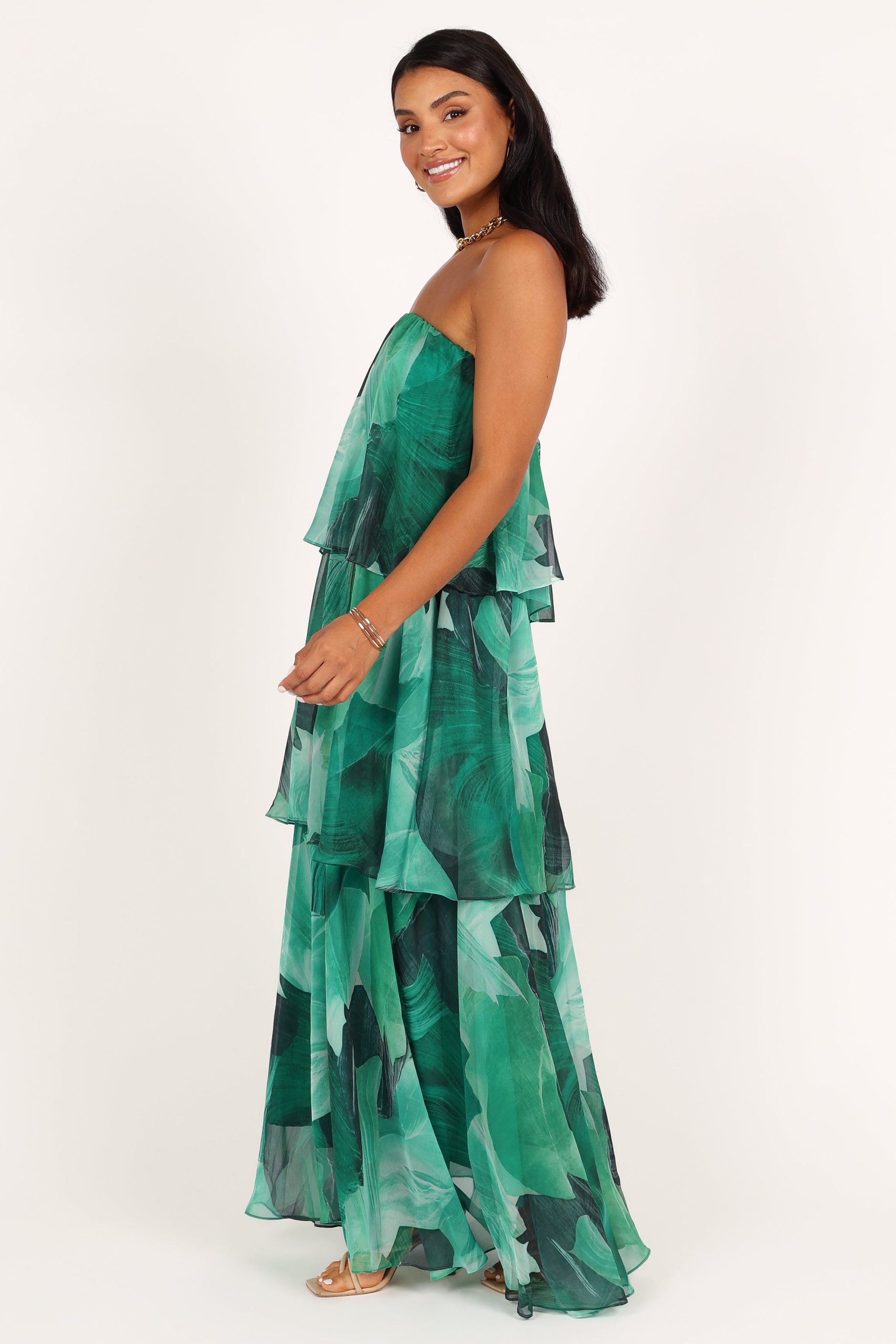 Bloom Strapless Maxi Dress - Green Floral - Image 5