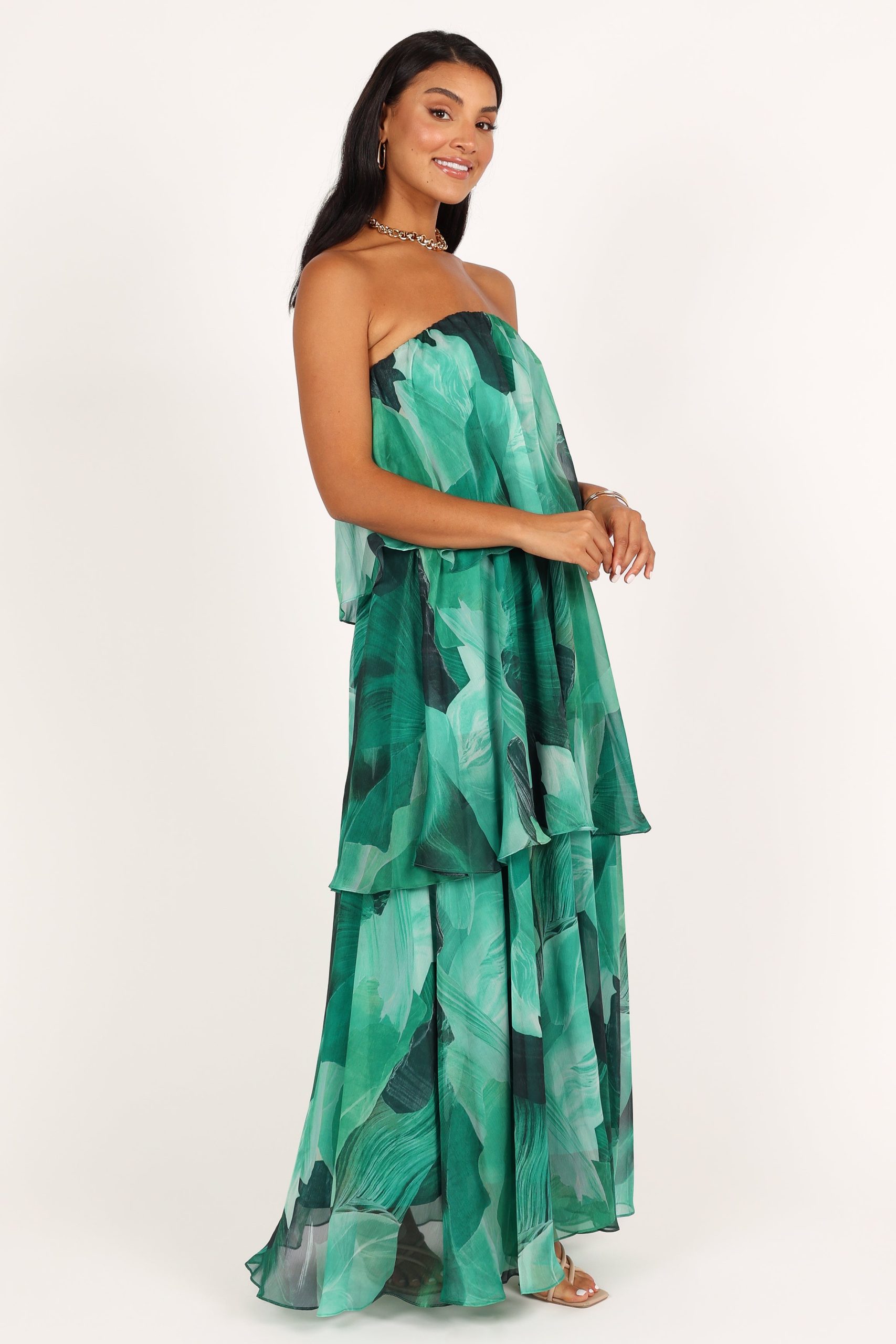 Bloom Strapless Maxi Dress - Green Floral - Image 7