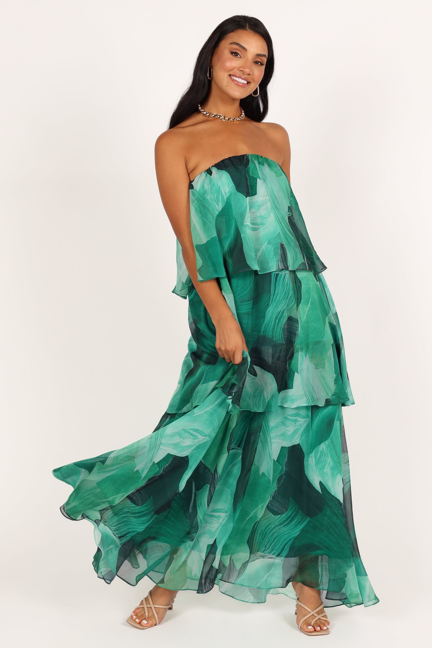 Bloom Strapless Maxi Dress - Green Floral - Image 8