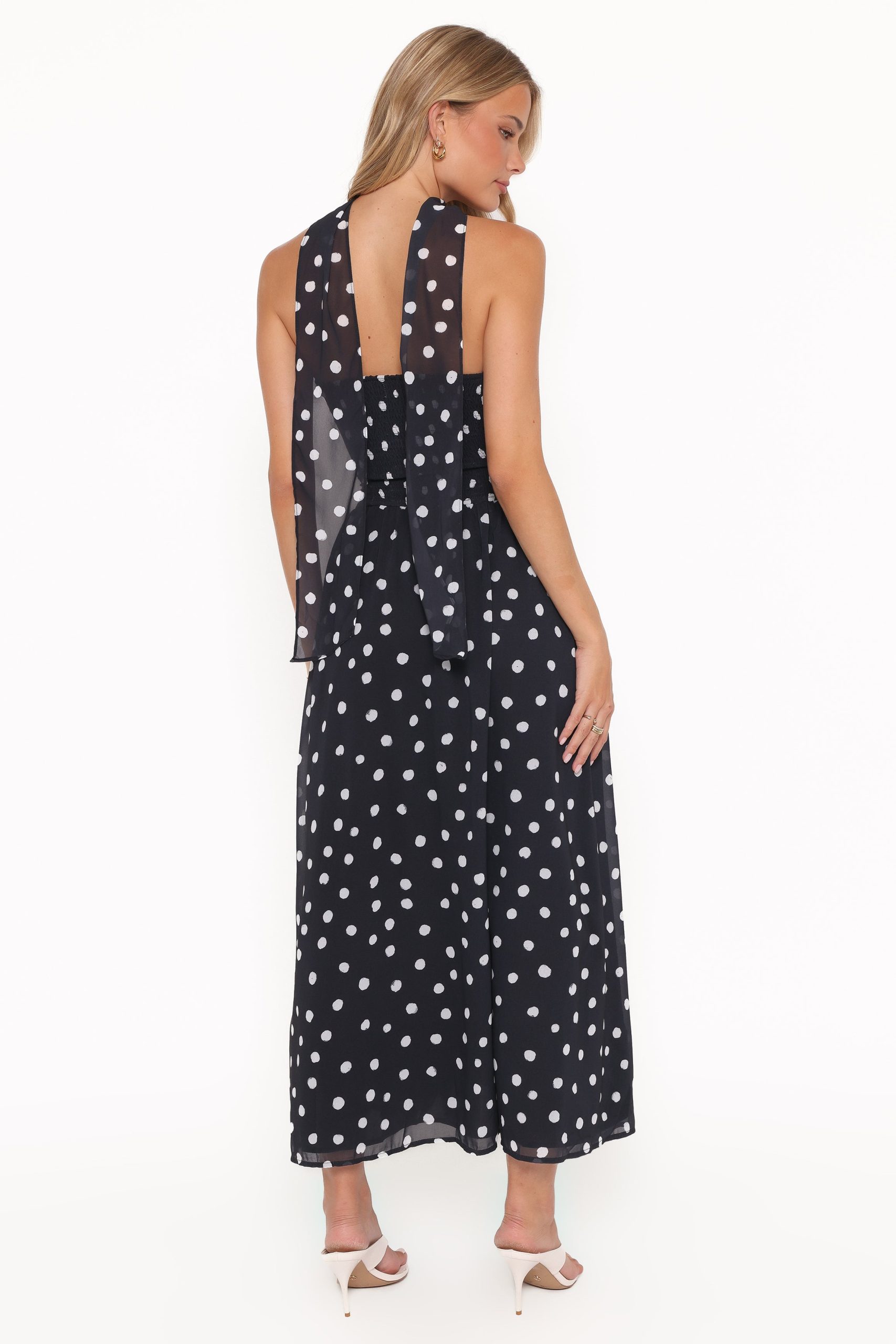 Boston Strapless Maxi Dress - Black Polka Dot - Image 4