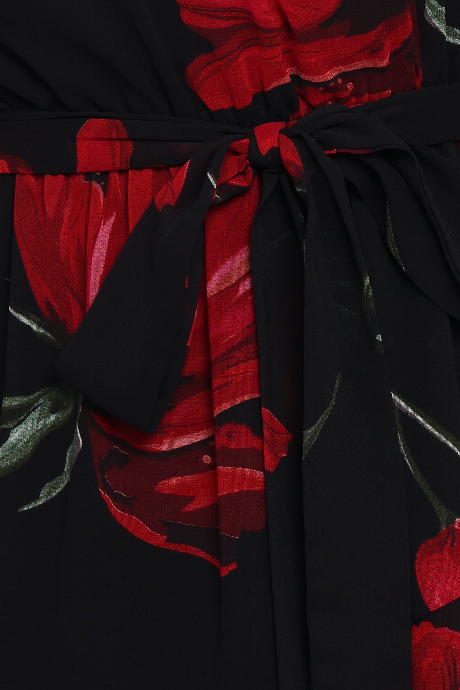Brigette One Shoulder Tiered Midi Dress - Red Floral - Image 6