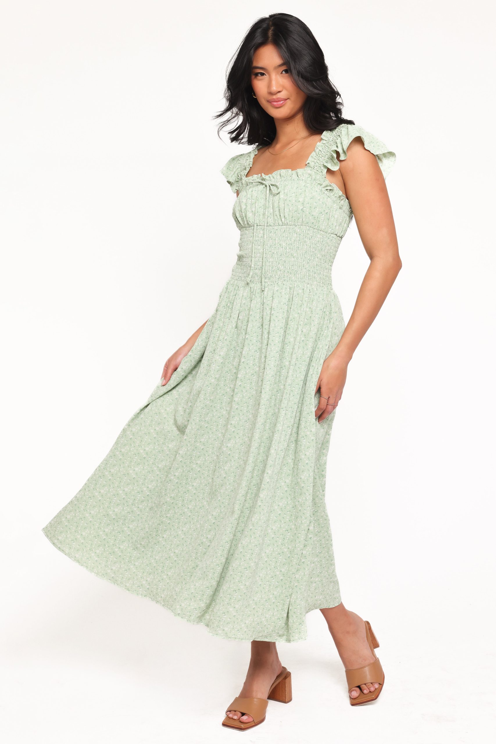 Bronte Midi Dress - Green Floral
