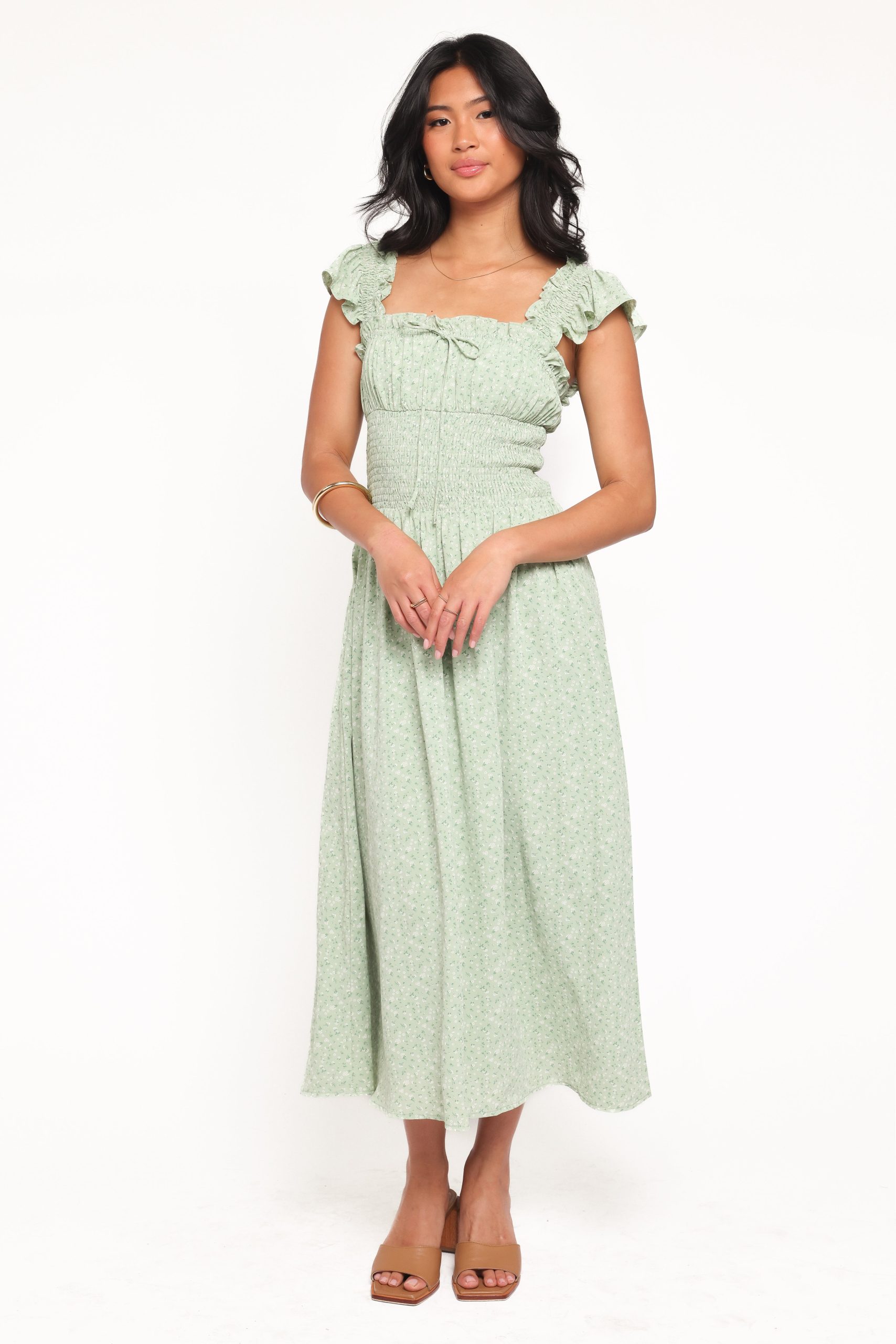 Bronte Midi Dress - Green Floral - Image 5