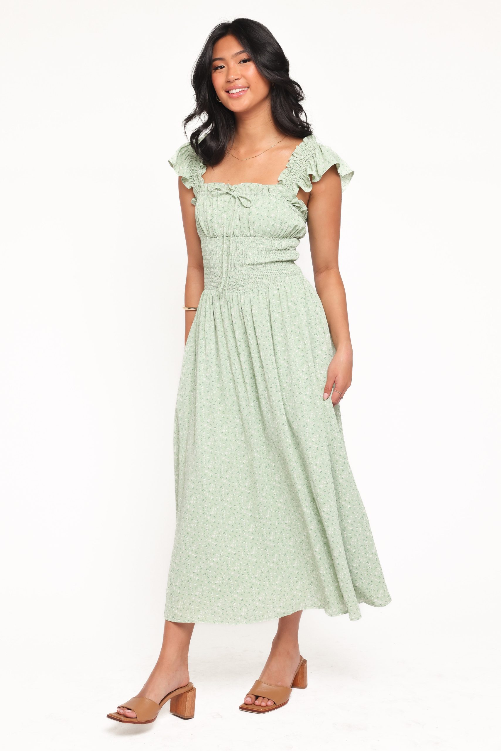 Bronte Midi Dress - Green Floral - Image 4