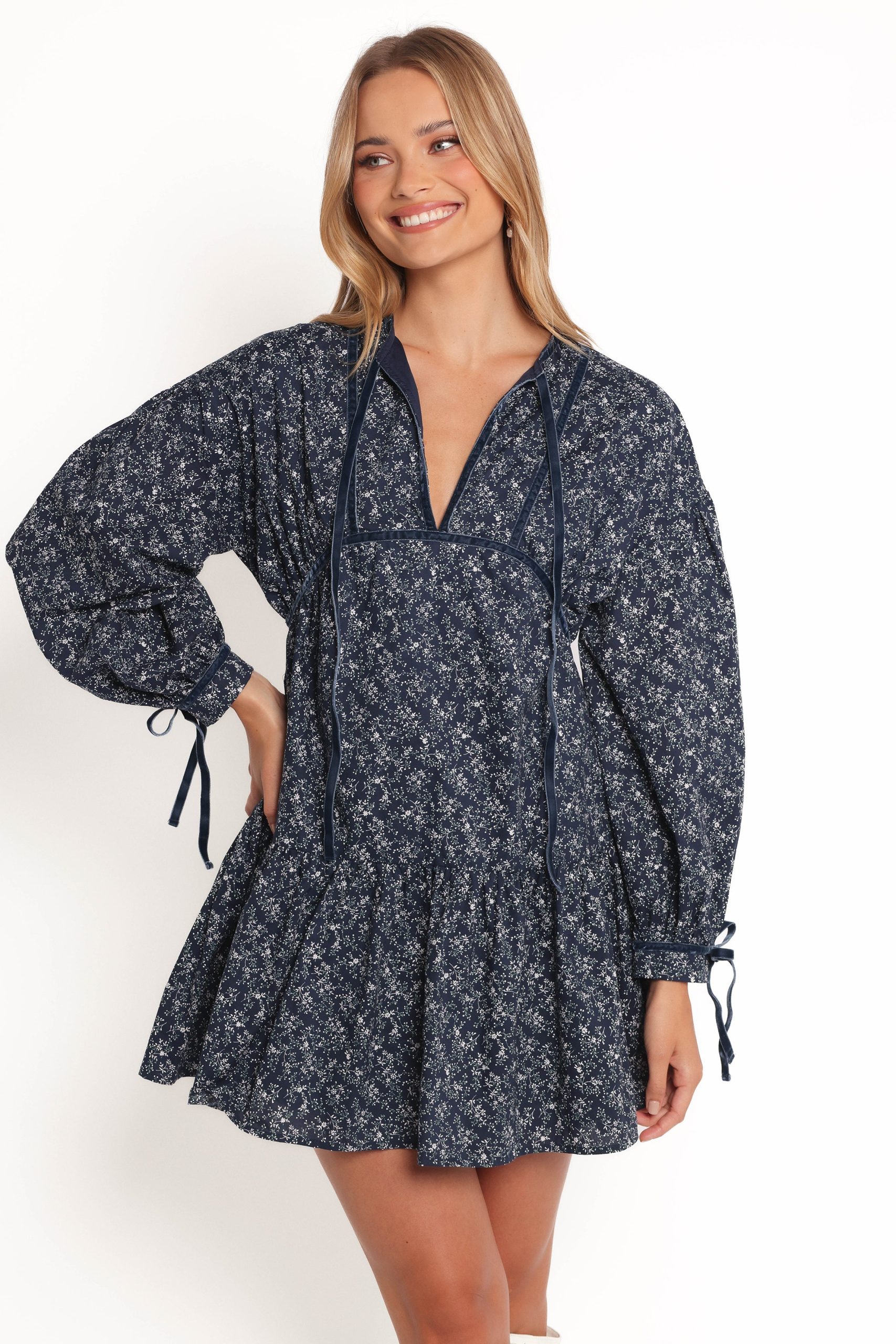 Brooklyn Mini Dress - Blue Floral - Image 3