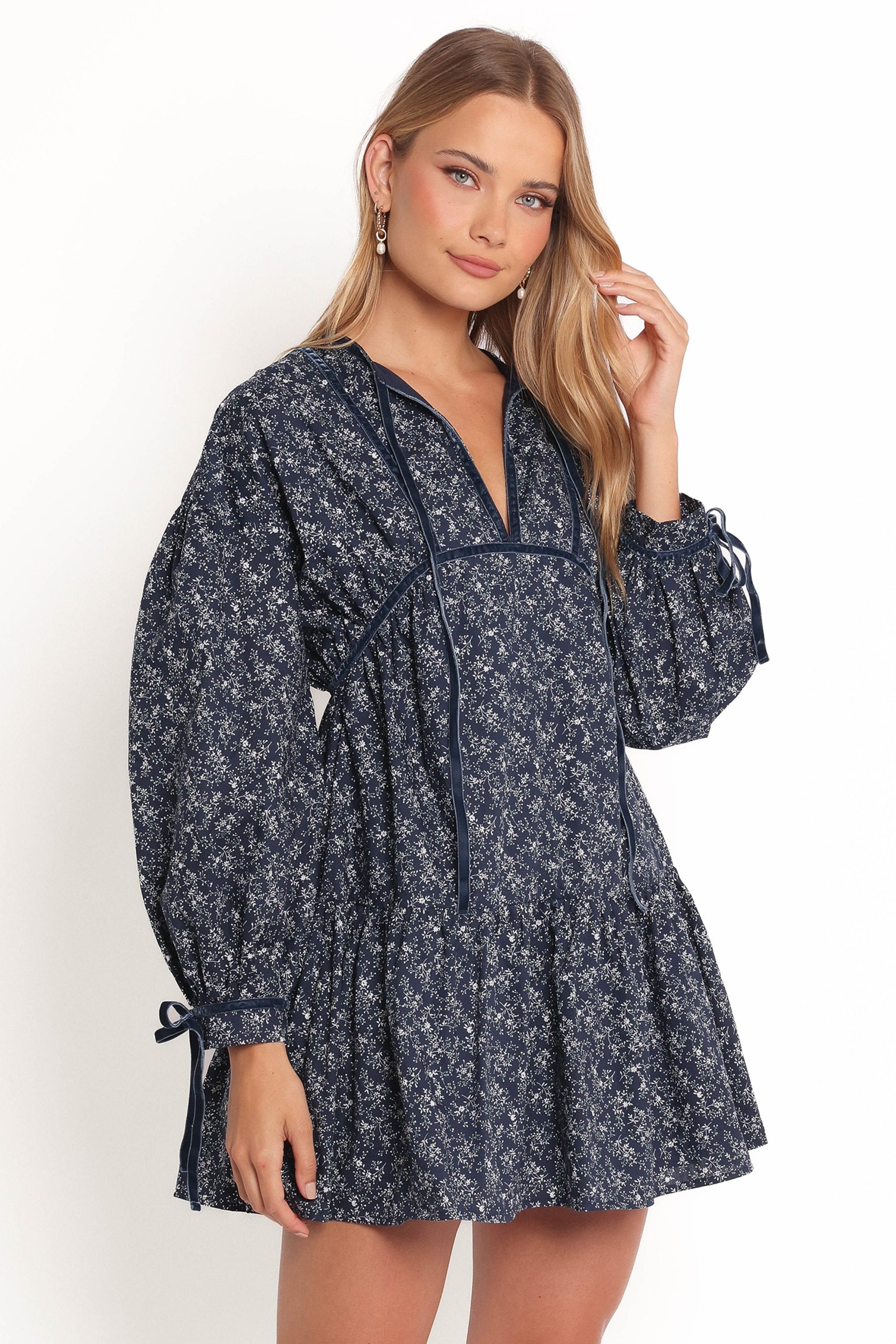 Brooklyn Mini Dress - Blue Floral - Image 7
