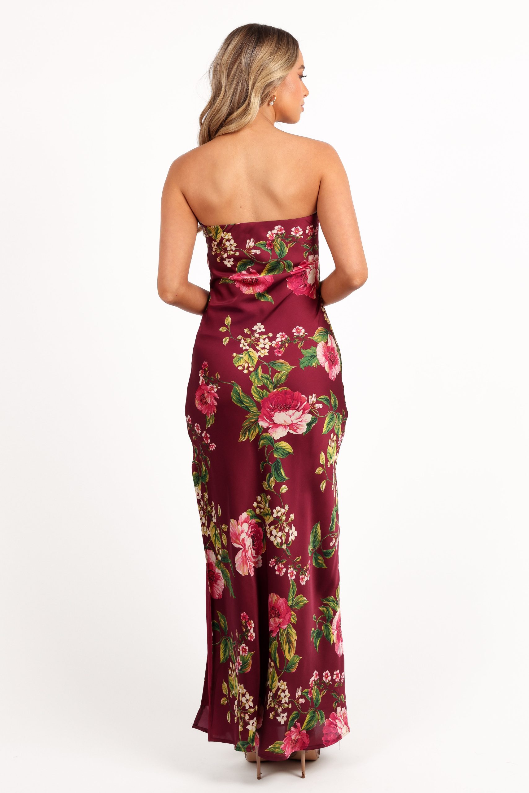 Bryden Maxi Strapless Dress - Burgundy Floral - Image 5