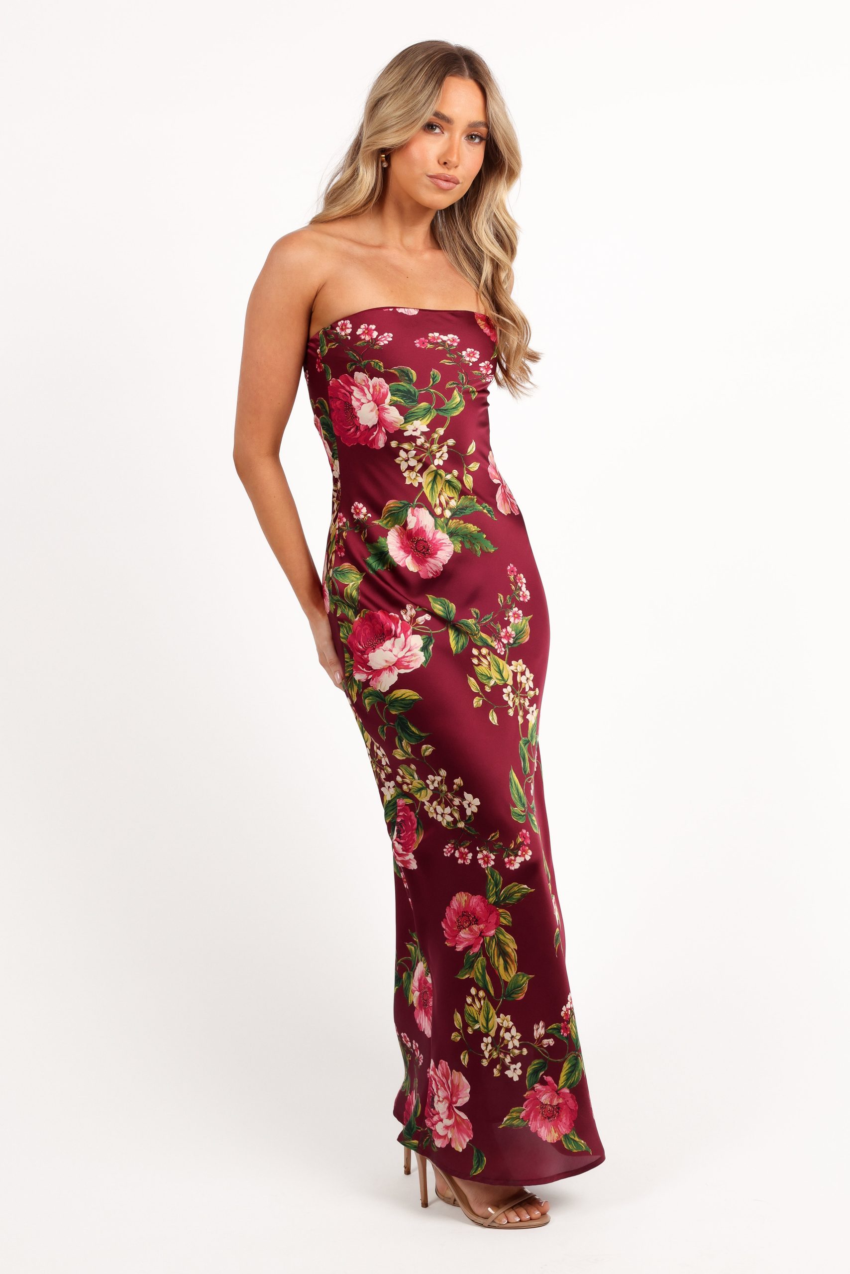 Bryden Maxi Strapless Dress - Burgundy Floral - Image 6