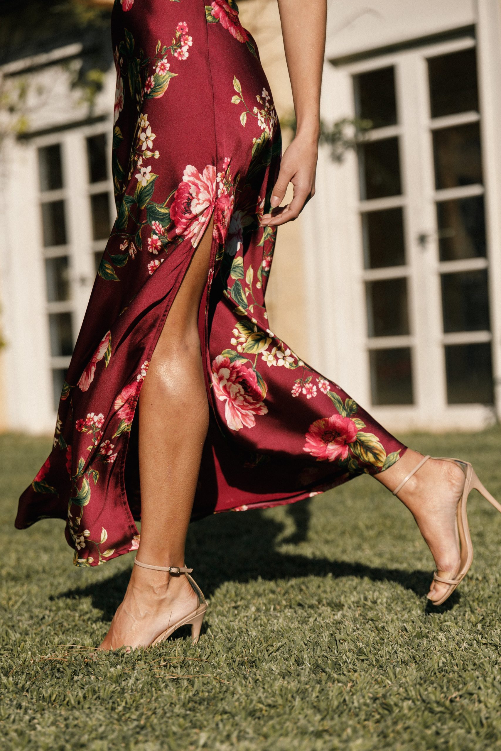 Bryden Maxi Strapless Dress - Burgundy Floral - Image 9