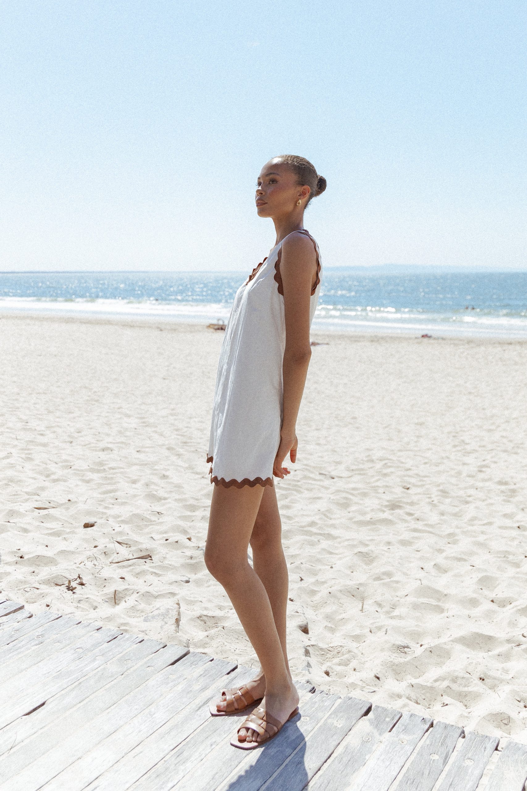 Calliope Mini Dress - White Tan - Image 2