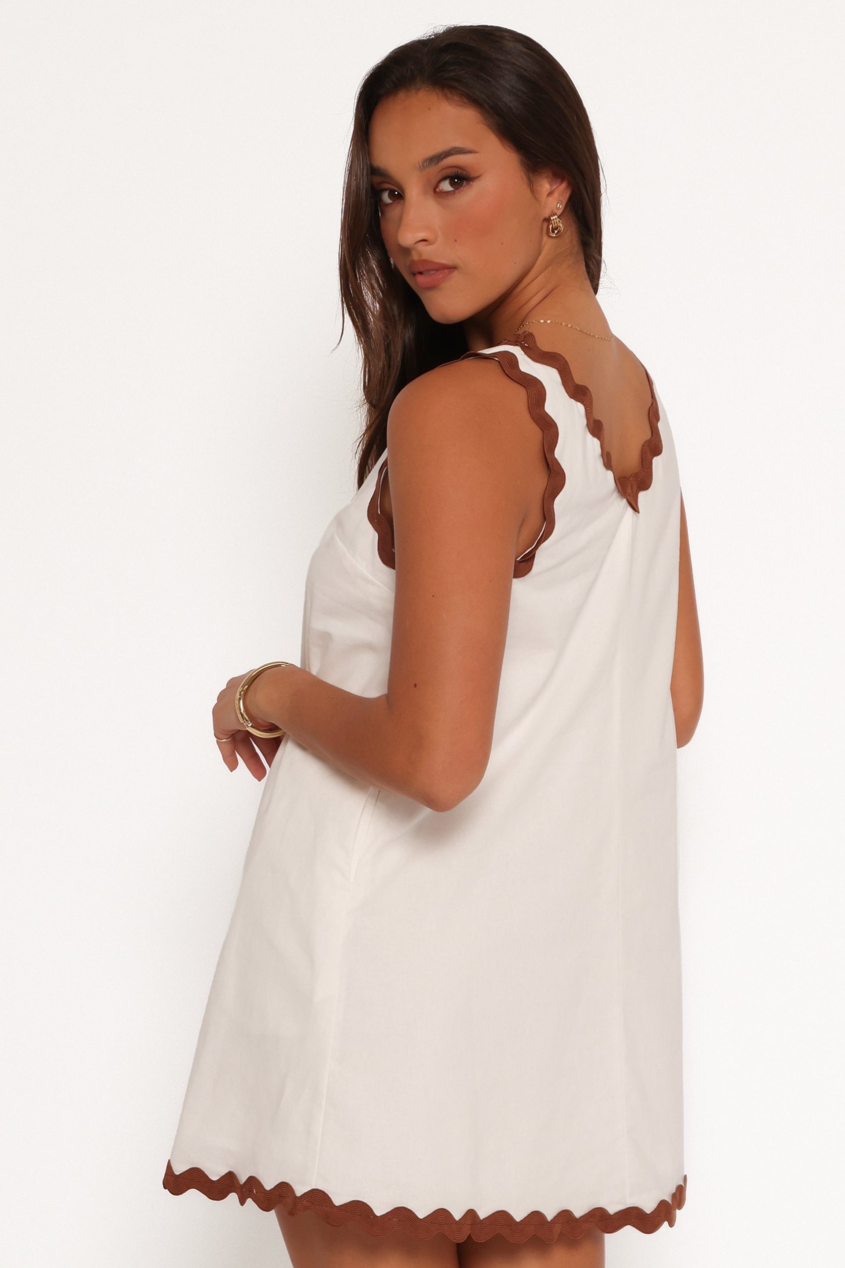 Calliope Mini Dress - White Tan - Image 6
