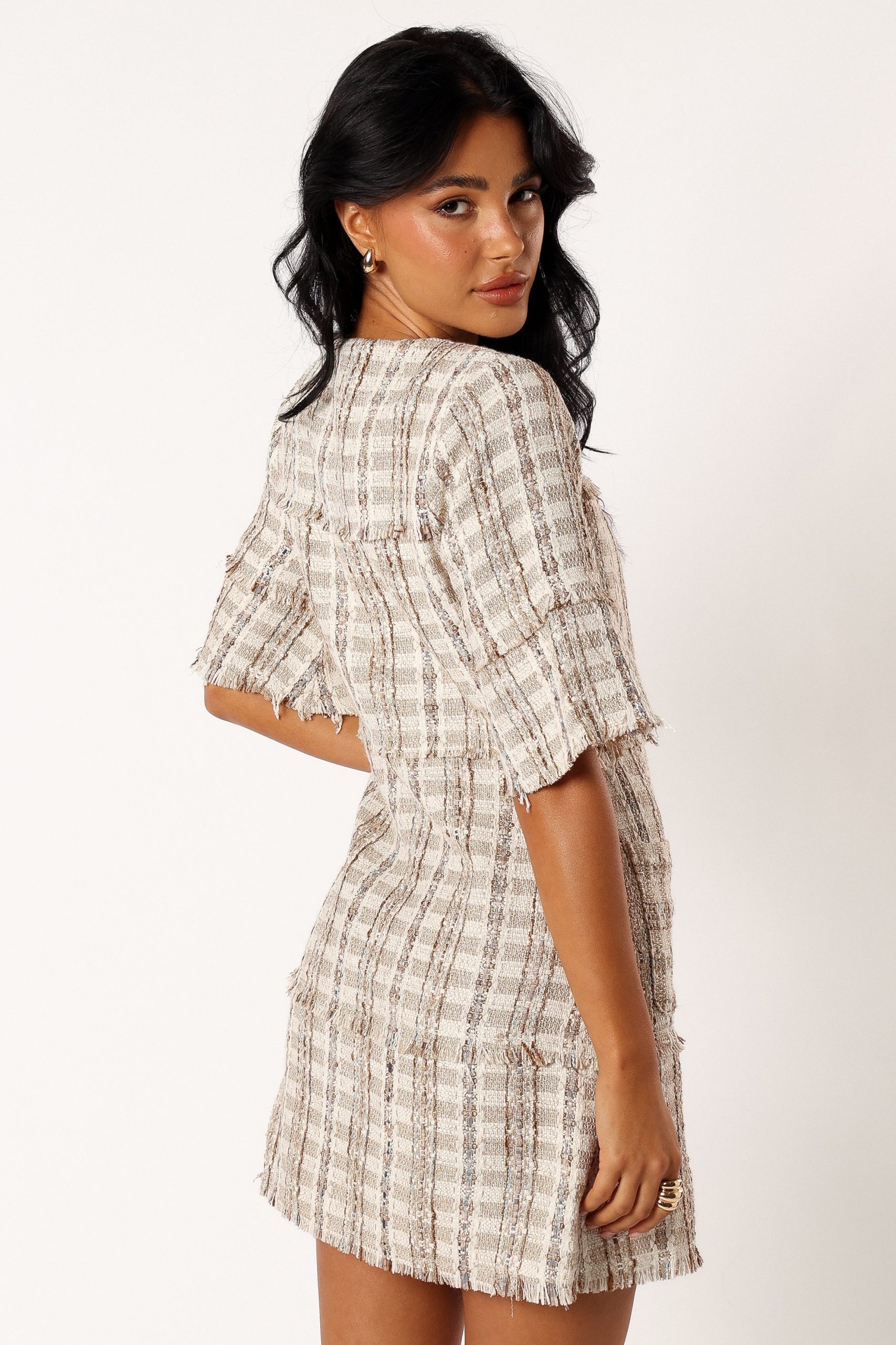 Calloway Mini Dress - Cream Tweed - Image 2