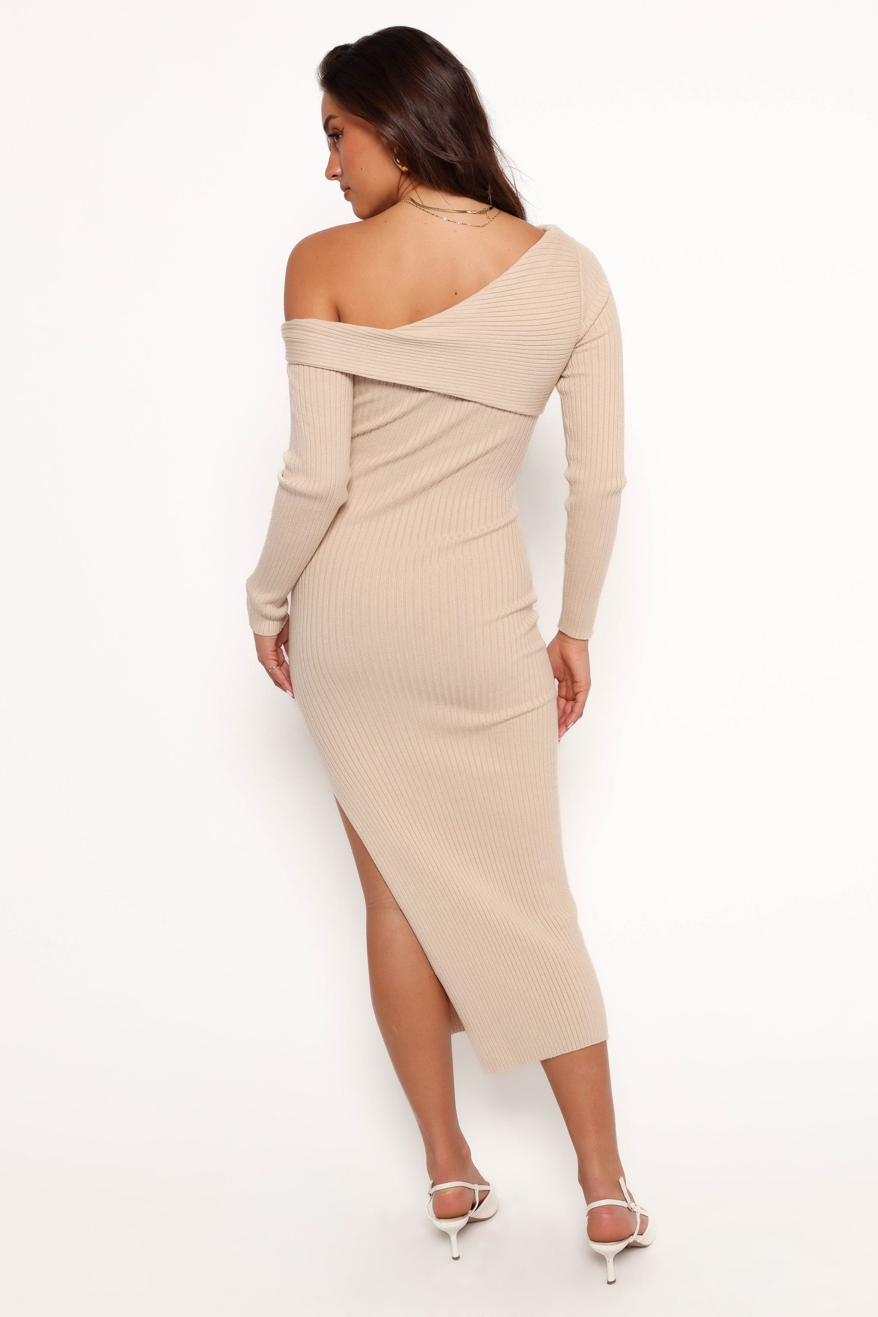 Cammie Long Sleeve Midi Dress - Beige - Image 7