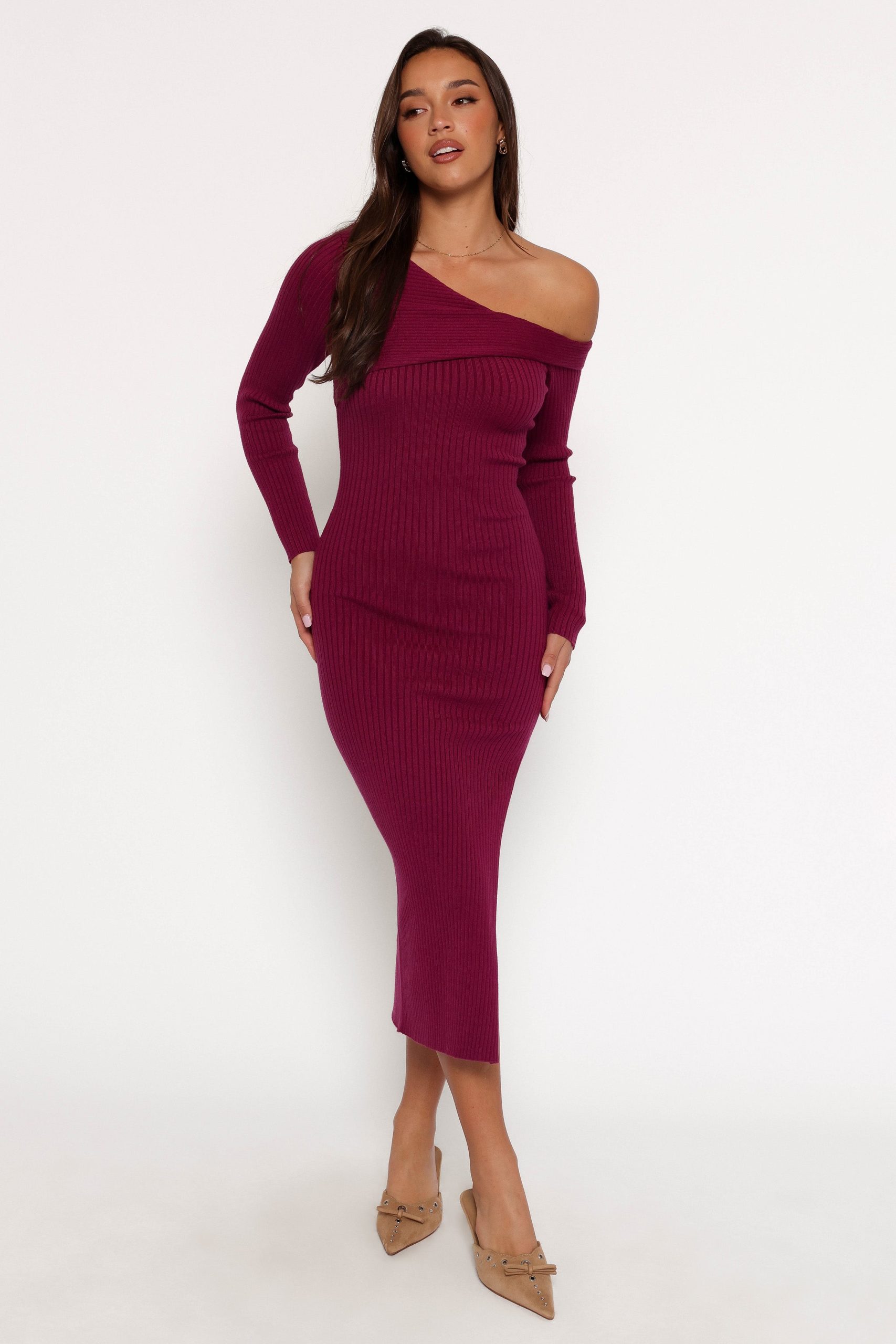 Cammie Long Sleeve Midi Dress - Fuchsia - Image 2