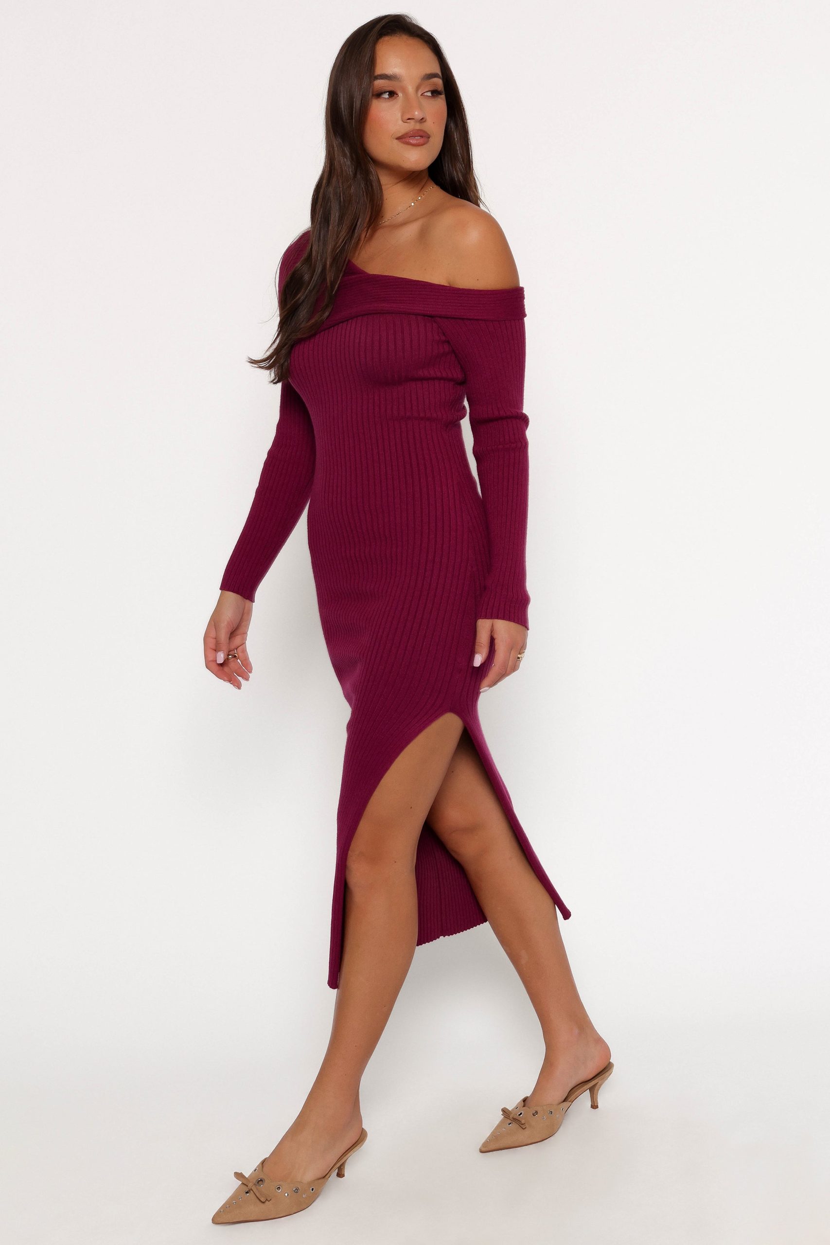 Cammie Long Sleeve Midi Dress - Fuchsia - Image 3