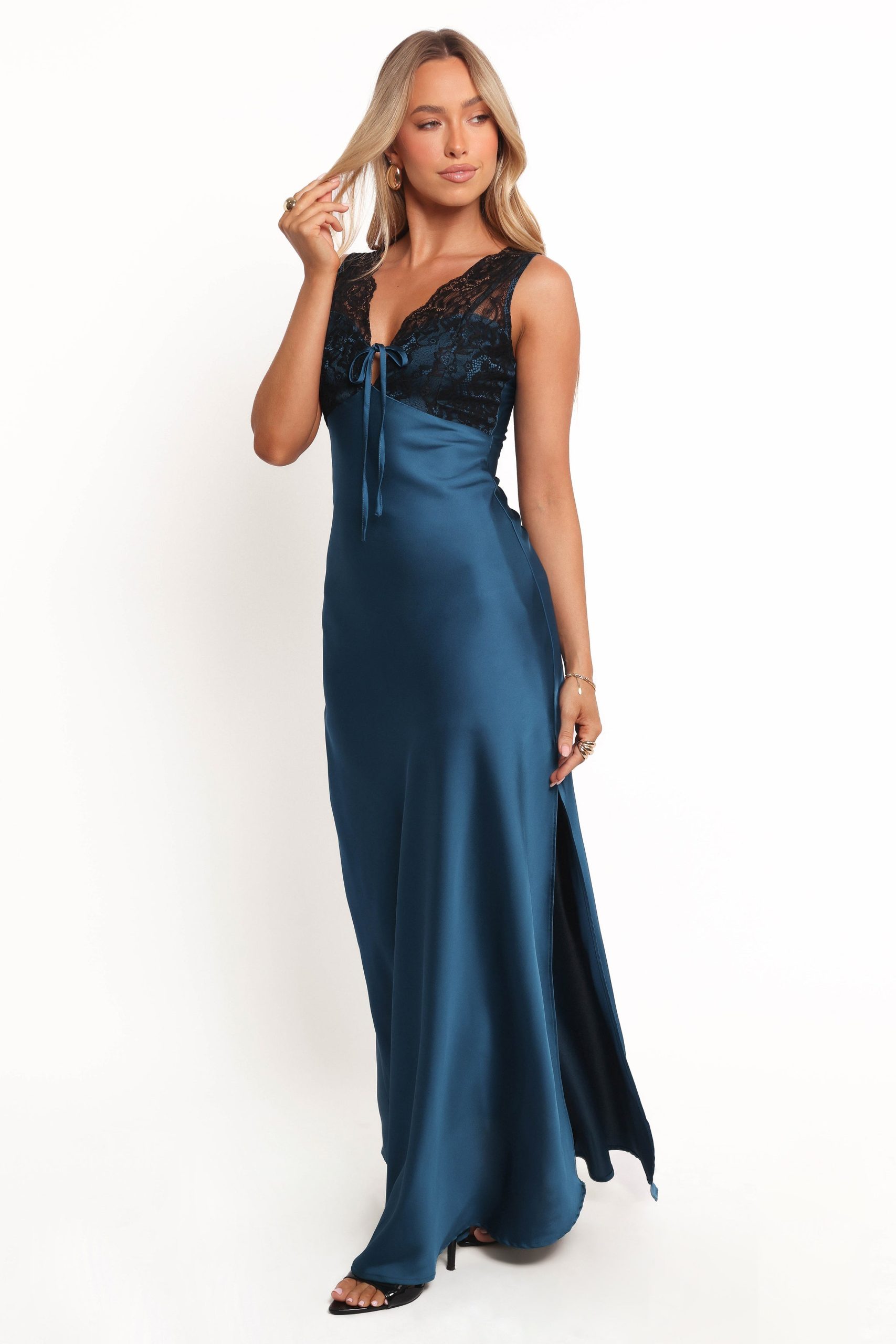 Cammy Maxi Slip Dress - Blue/Black - Image 2