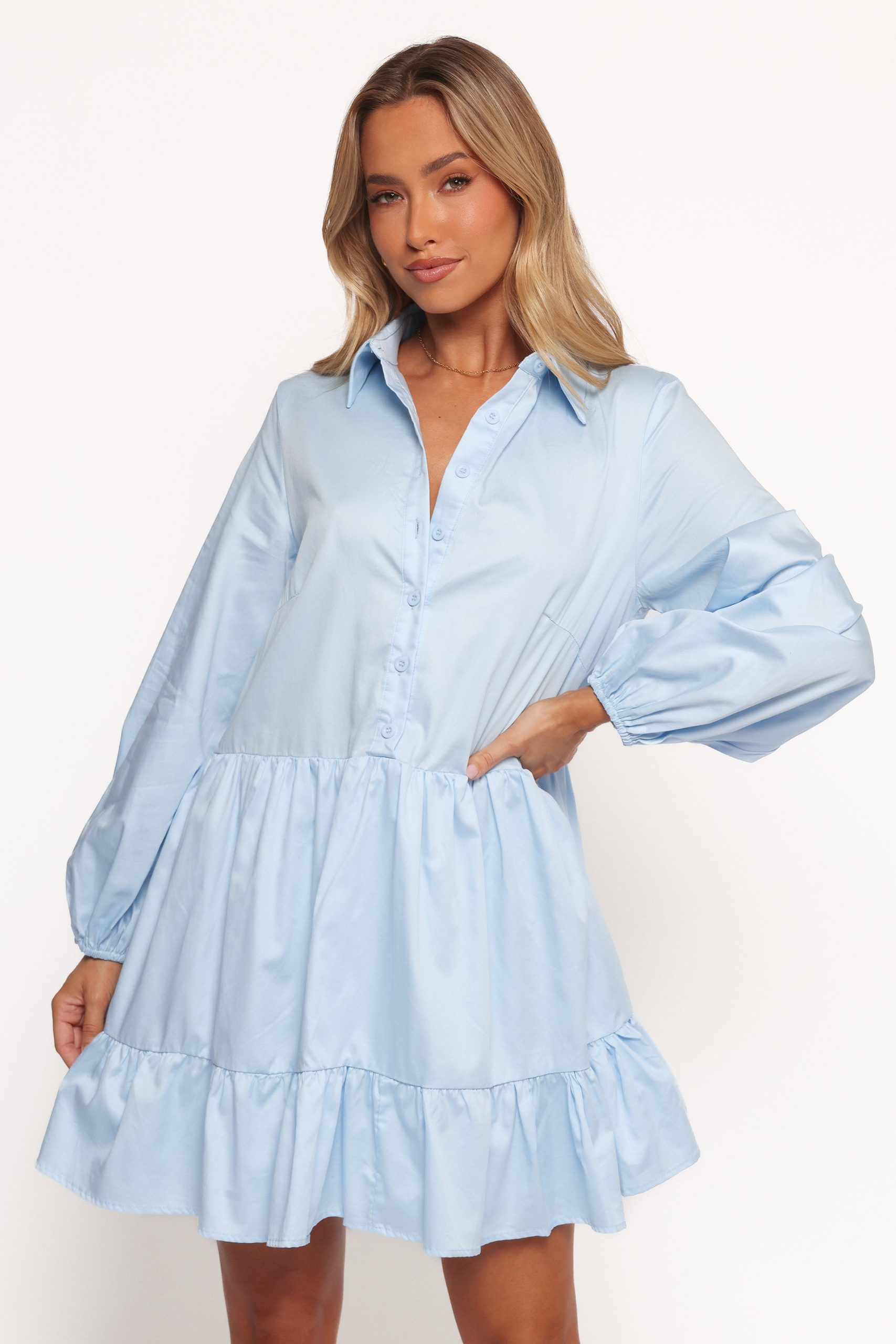 Carlotta Long Sleeve Mini Dress - Blue - Image 2