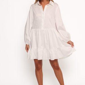 Carlotta Long Sleeve Mini Dress - White