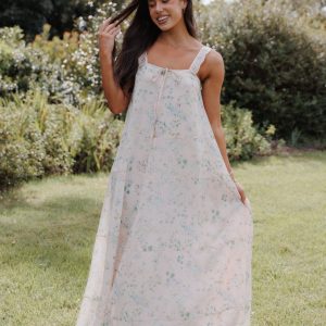 Caroline Maxi Dress - Pastel Pink Floral