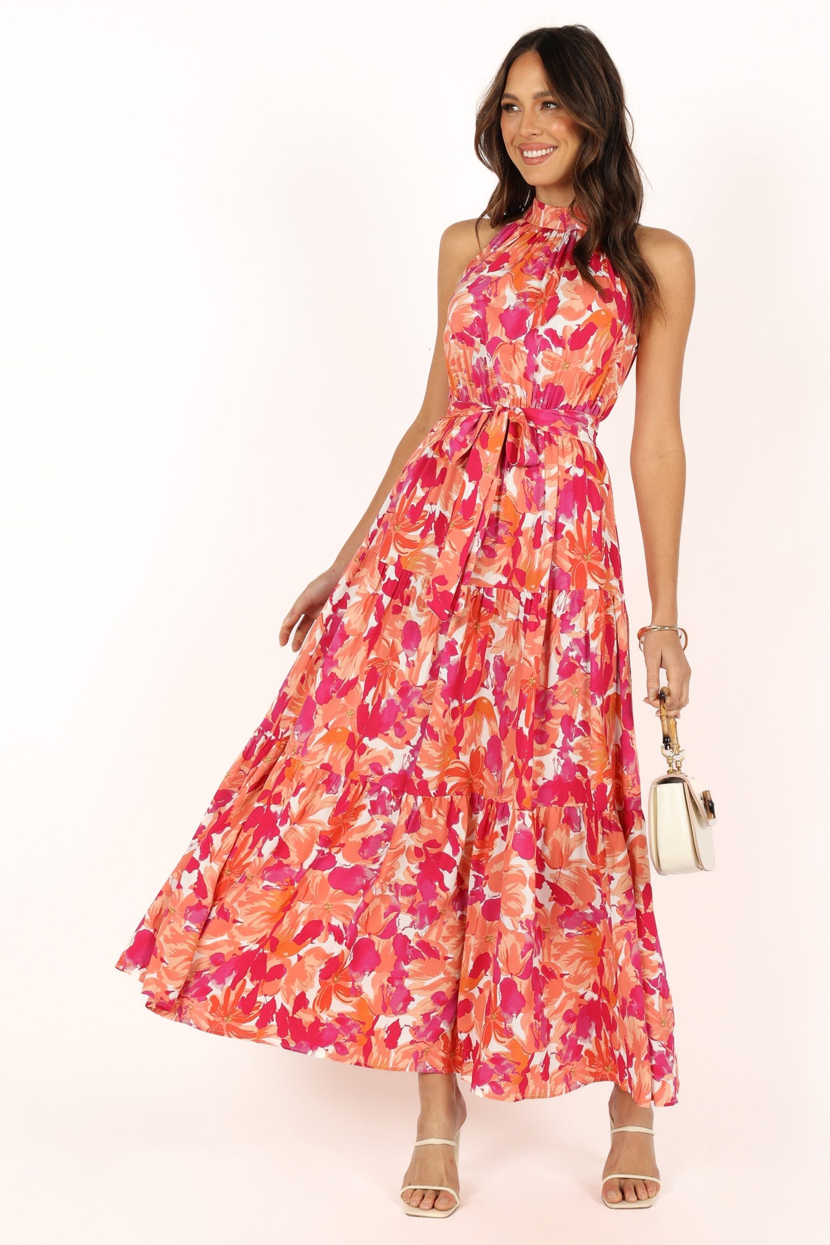 Caroline Maxi Halter Dress - Red Orange - Image 3