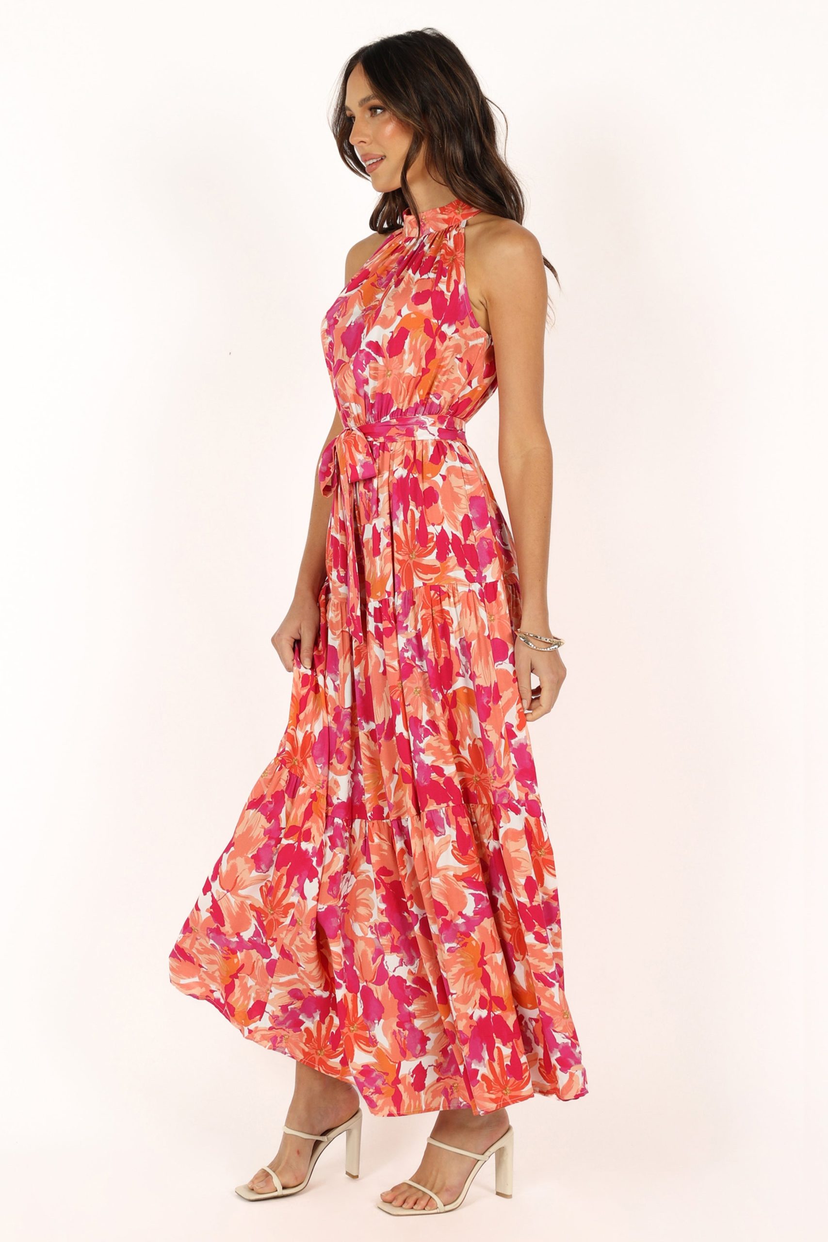 Caroline Maxi Halter Dress - Red Orange - Image 5