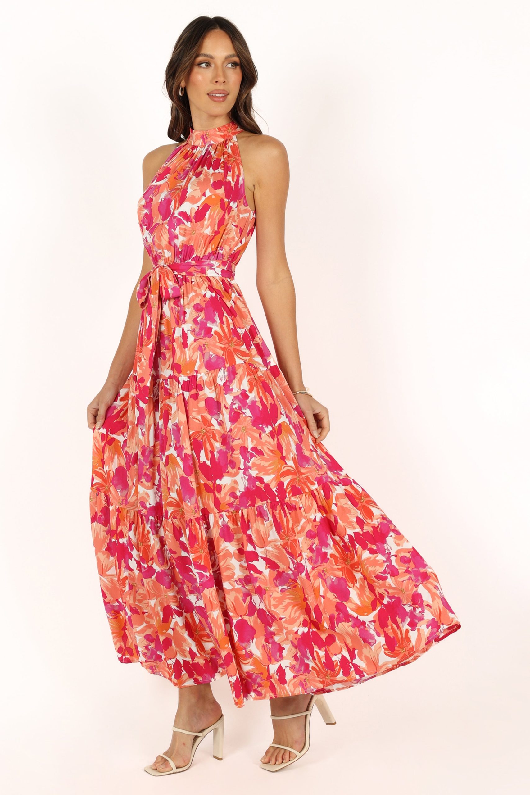 Caroline Maxi Halter Dress - Red Orange - Image 6