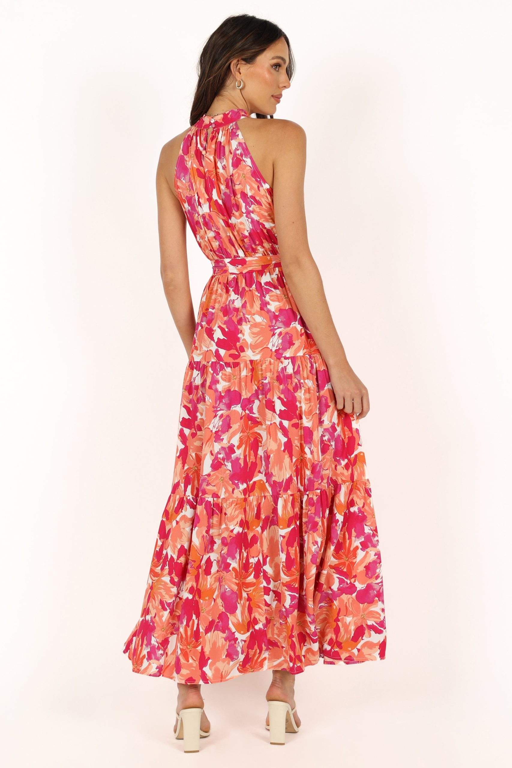 Caroline Maxi Halter Dress - Red Orange - Image 7