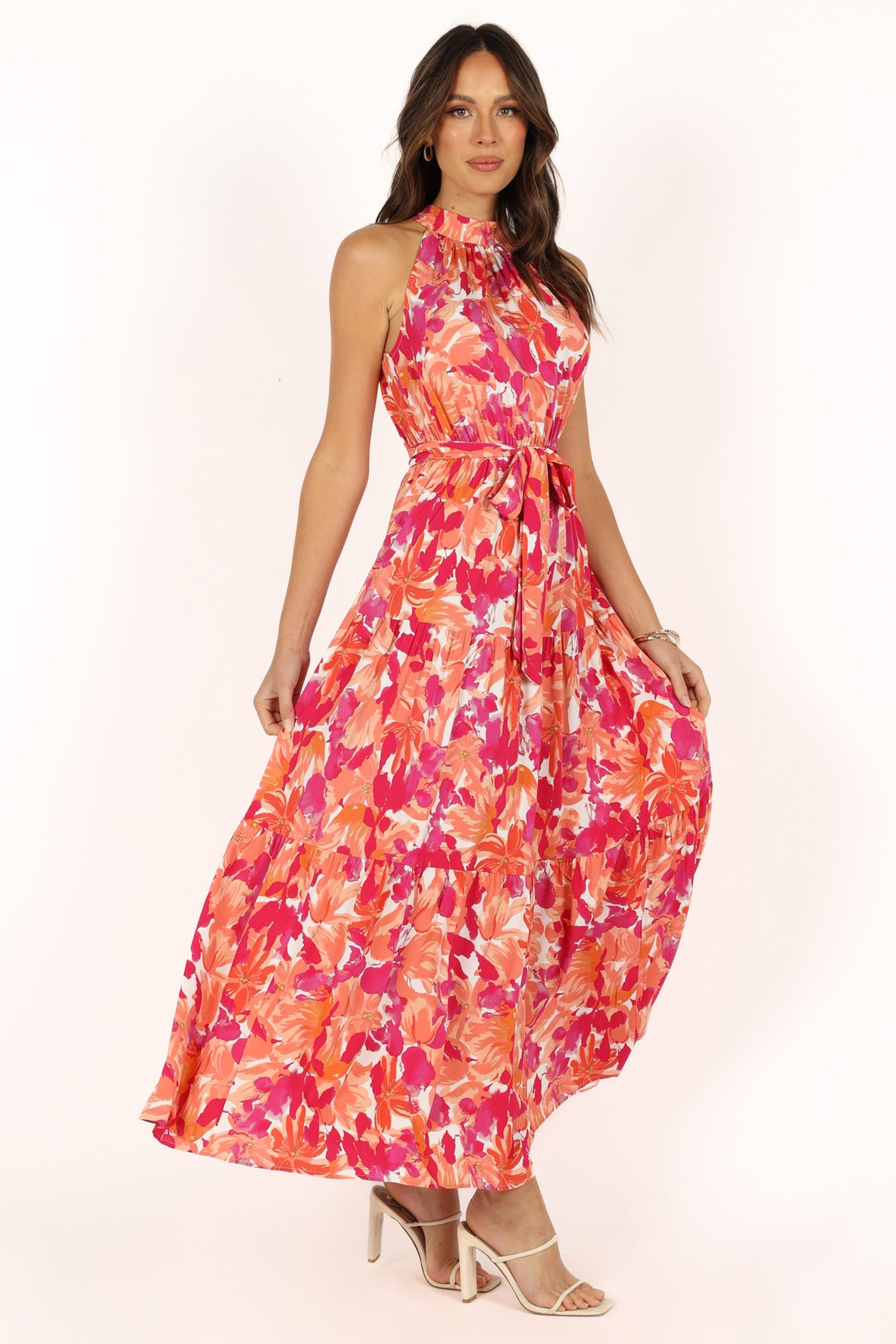 Caroline Maxi Halter Dress - Red Orange - Image 9