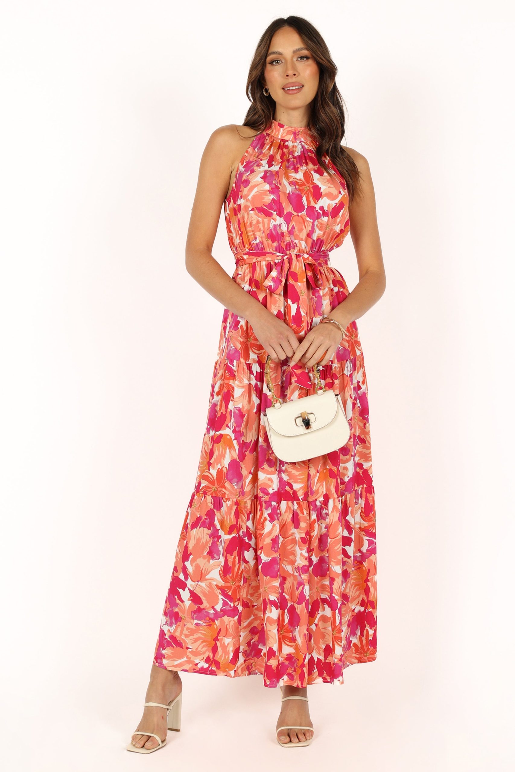 Caroline Maxi Halter Dress - Red Orange - Image 10