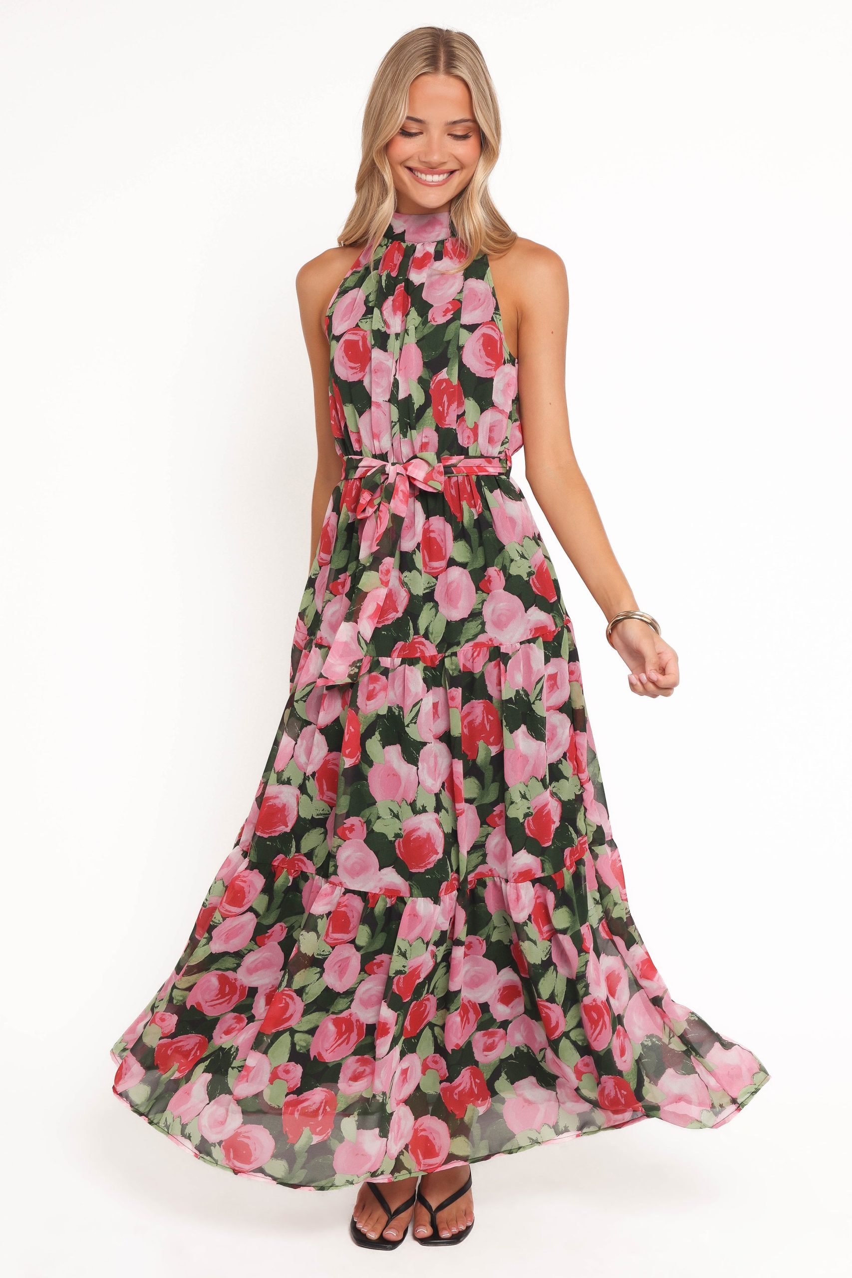 Caroline Maxi Halter Dress - Black Floral - Image 4