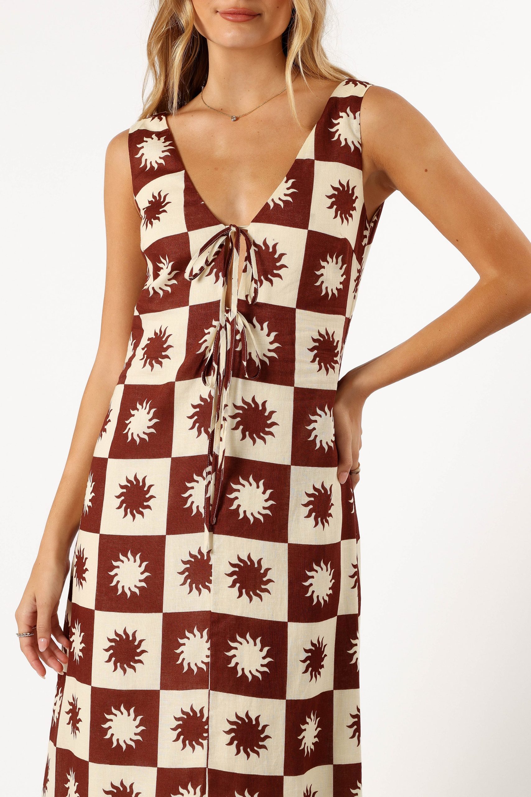 Carson Midi Dress - Brown Cream - Image 7