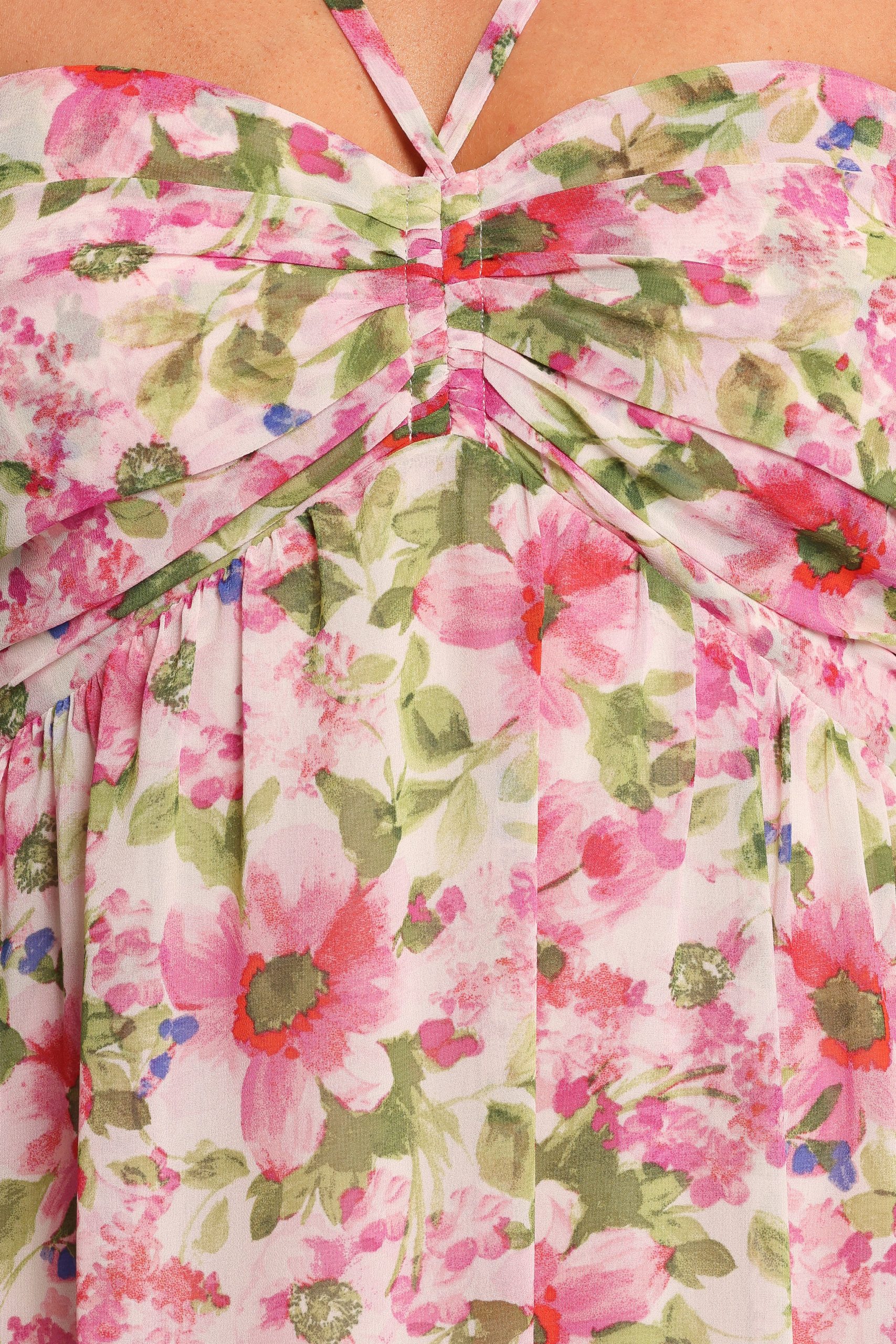 Cascade Halterneck Maxi Dress - Carmine Rose - Image 6