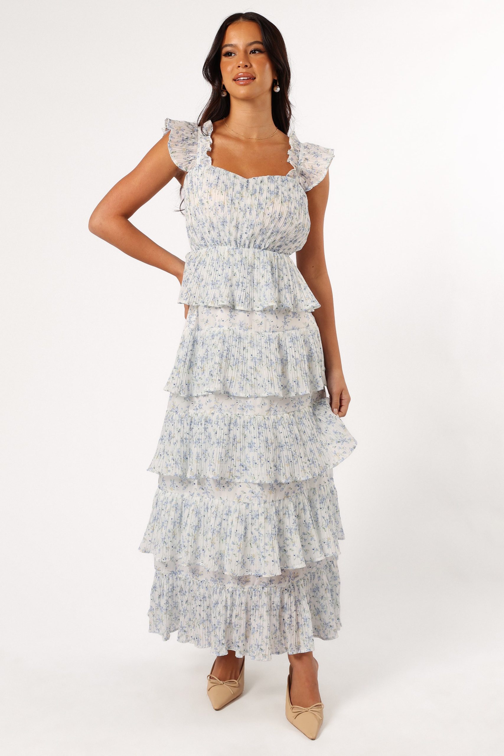 Cayson Midi Ruffle Dress - Cream Lavender - Image 2