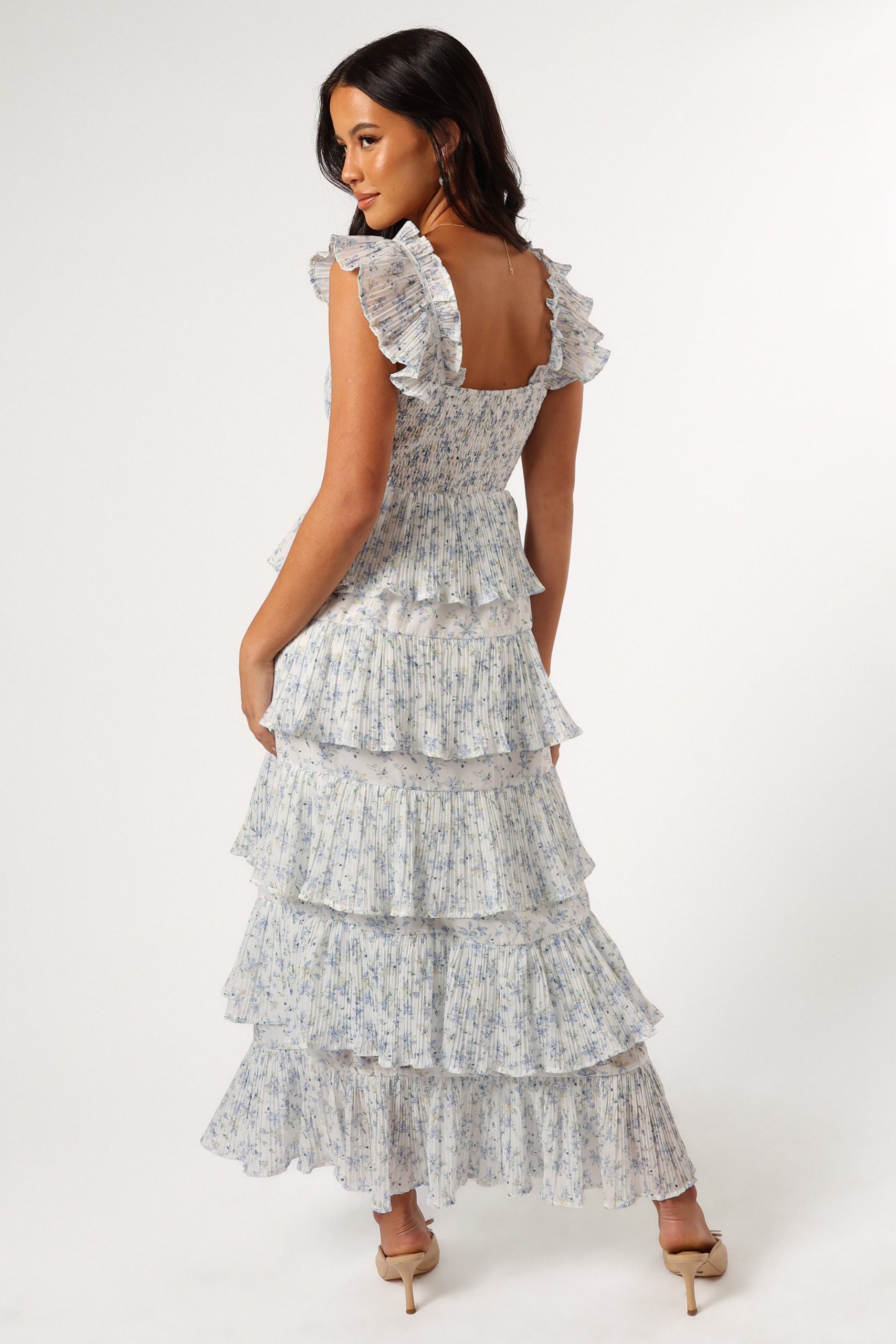 Cayson Midi Ruffle Dress - Cream Lavender - Image 4