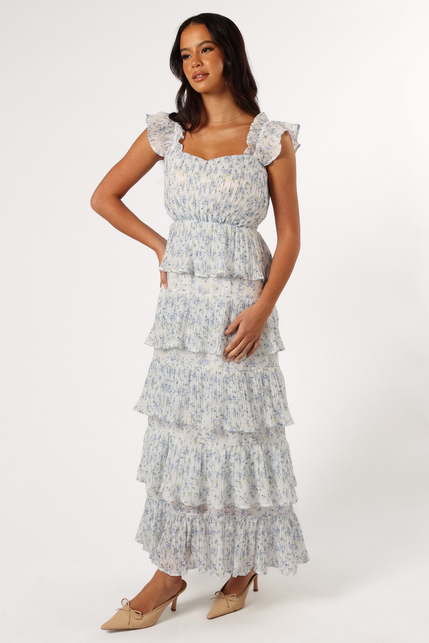 Cayson Midi Ruffle Dress - Cream Lavender - Image 3