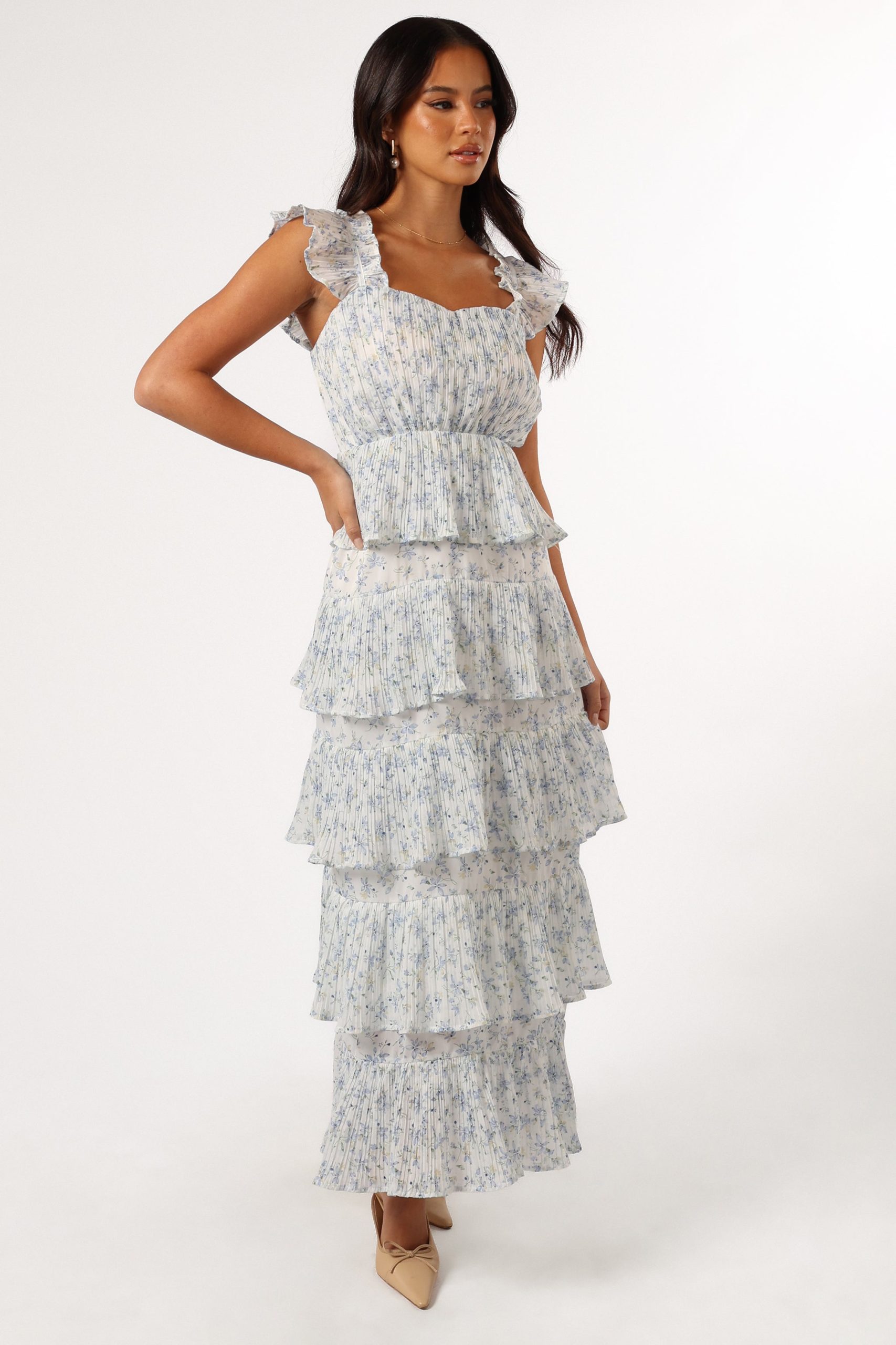Cayson Midi Ruffle Dress - Cream Lavender - Image 5