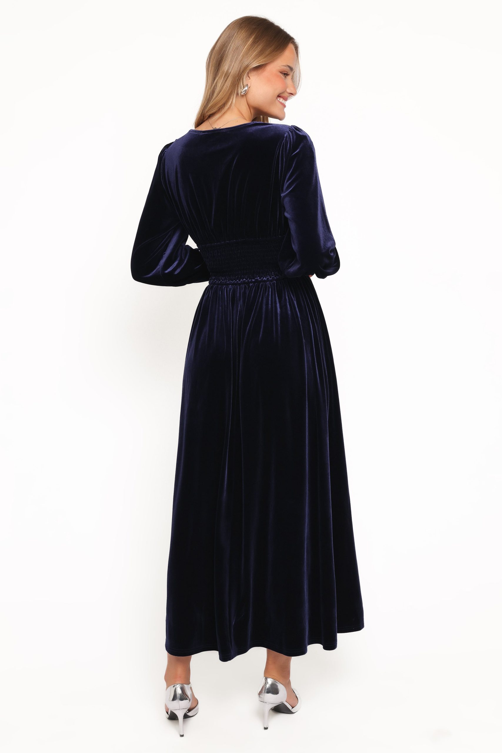 Cece Velvet Long Sleeve Maxi Dress - Midnight Blue - Image 4