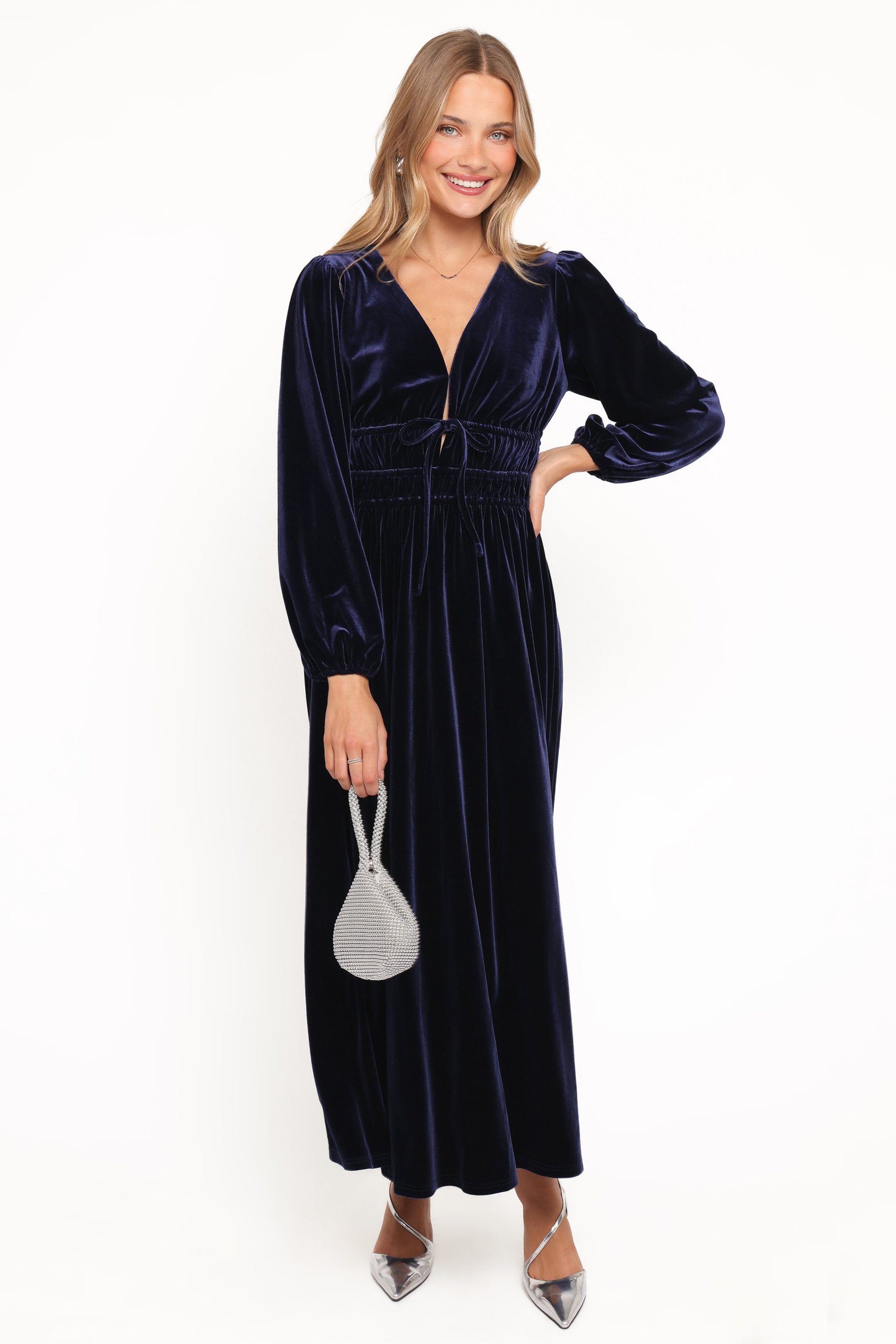 Cece Velvet Long Sleeve Maxi Dress - Midnight Blue - Image 5